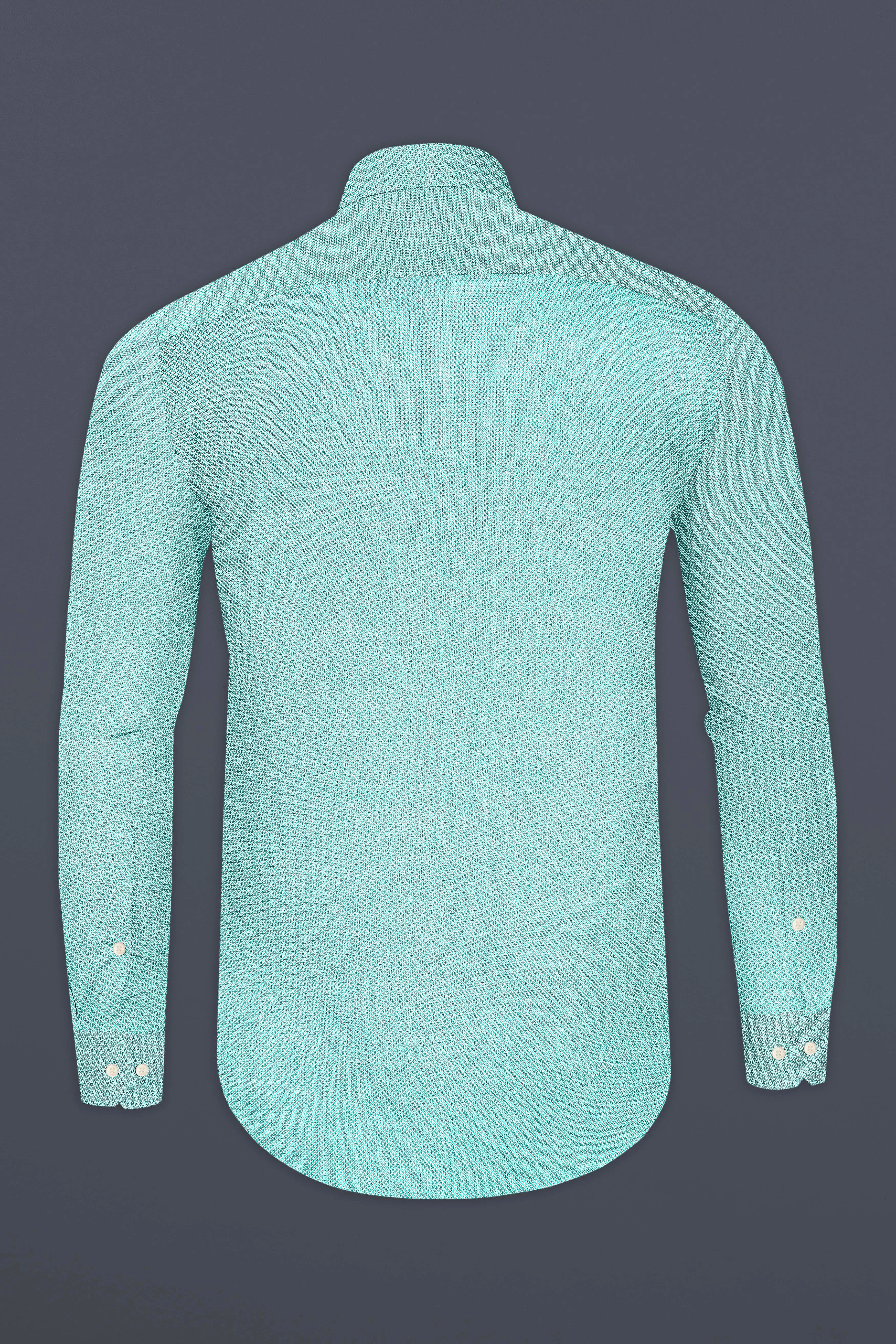 Aqua Blue Dobby Textured Premium Giza Cotton Shirt sold by French Crown product image thumbnail 5