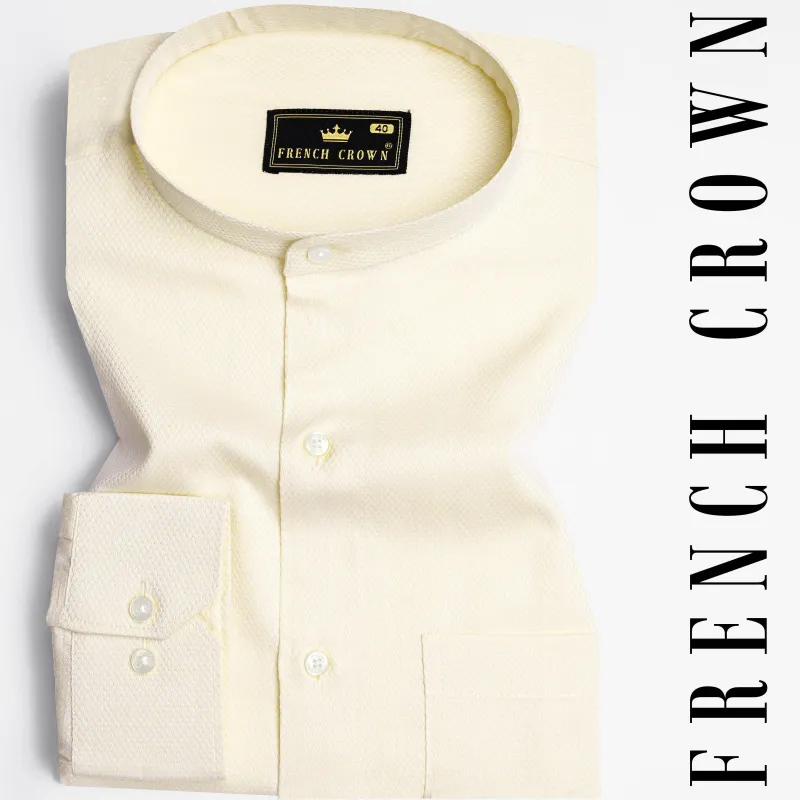 Wheatfield Beige Dobby Textured Premium Giza Cotton Shirt sold by French Crown