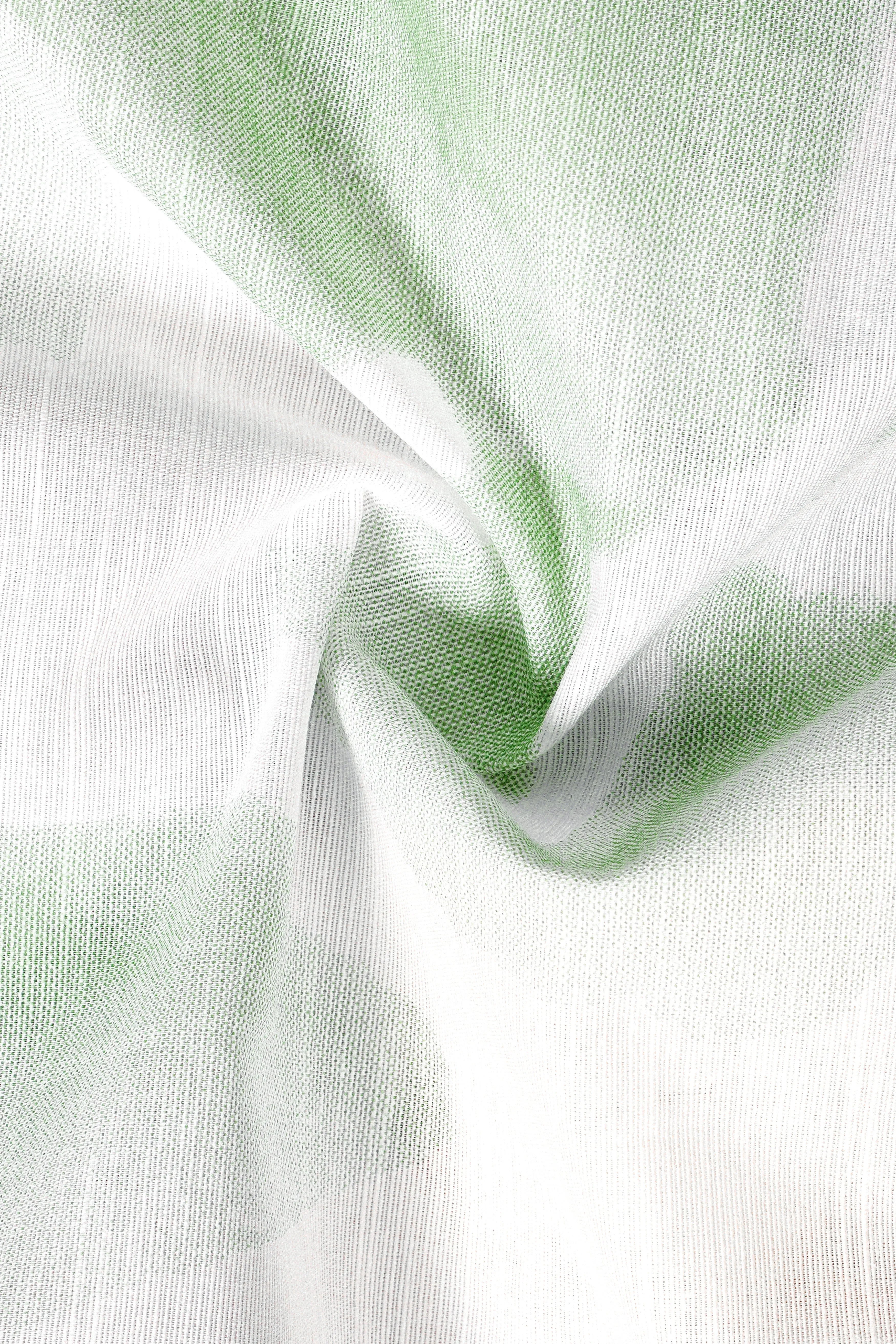 Sage Green and White Luxurious Linen Shirt sold by French Crown product image thumbnail 3