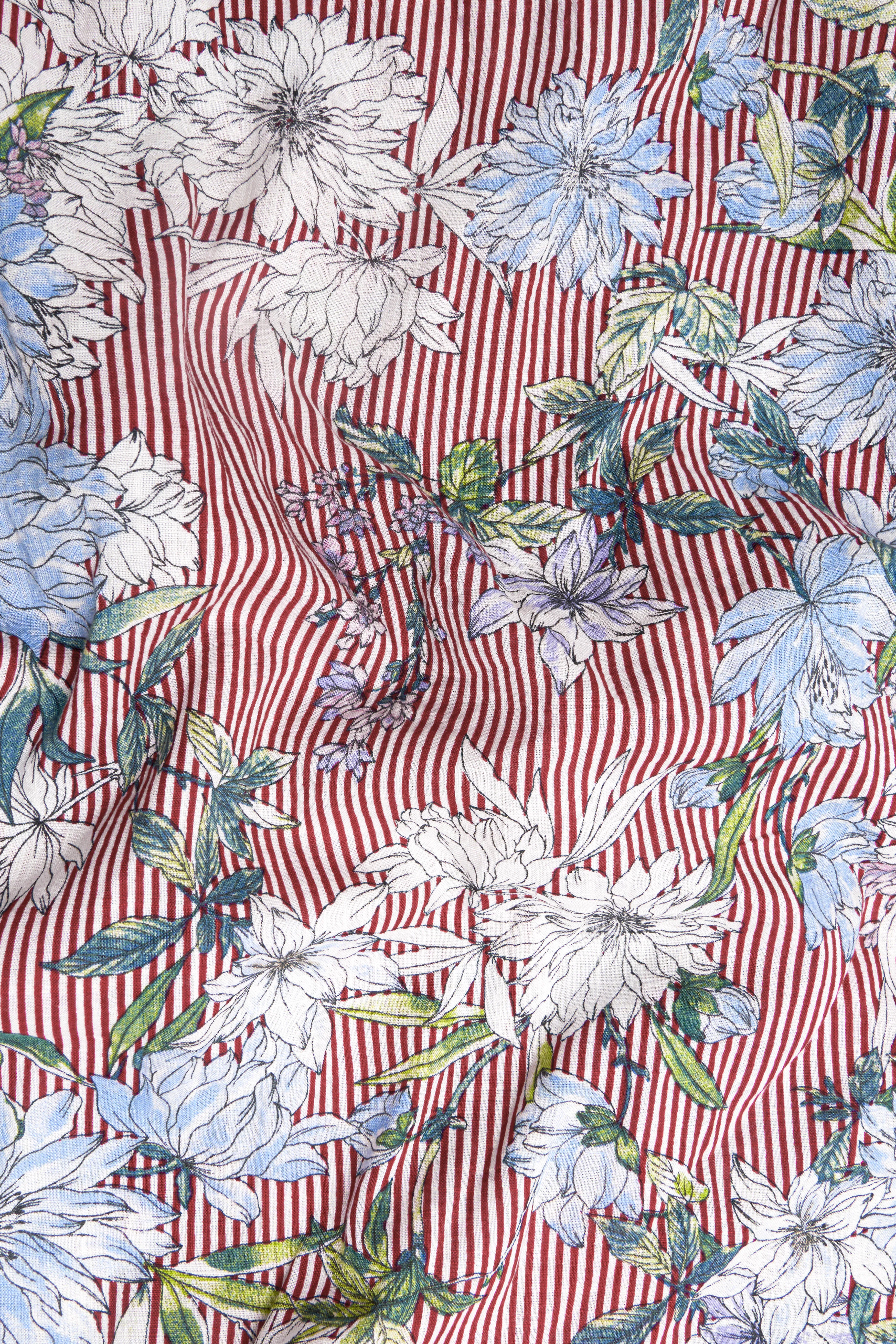 Rudy Red and White Floral Printed Lightweight Premium Cotton Oversized Shirt sold by French Crown product image thumbnail 3