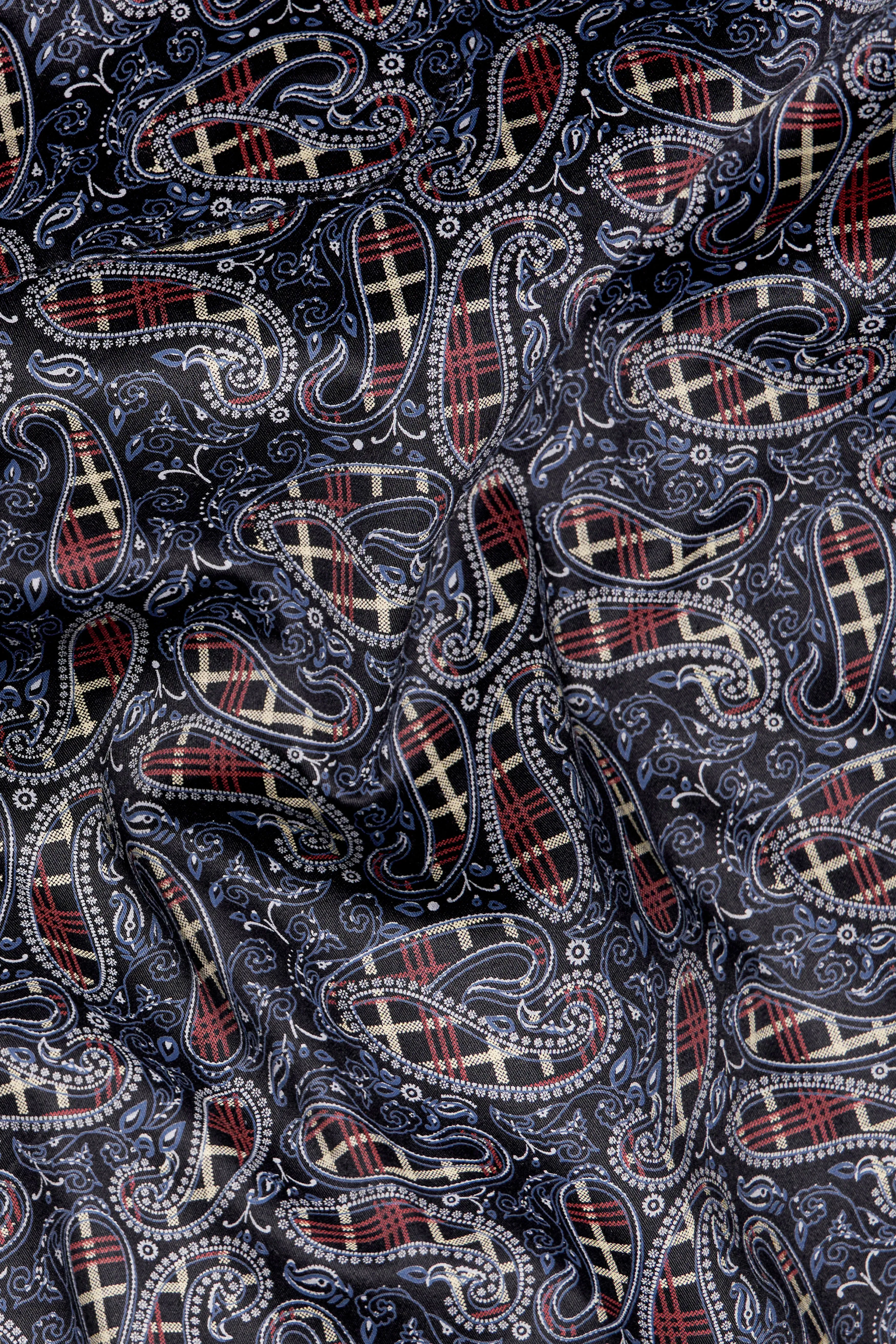 Nile Blue with Jade Black Multicolour Paisley Printed Super Soft Premium Cotton Shirt sold by French Crown product image thumbnail 3