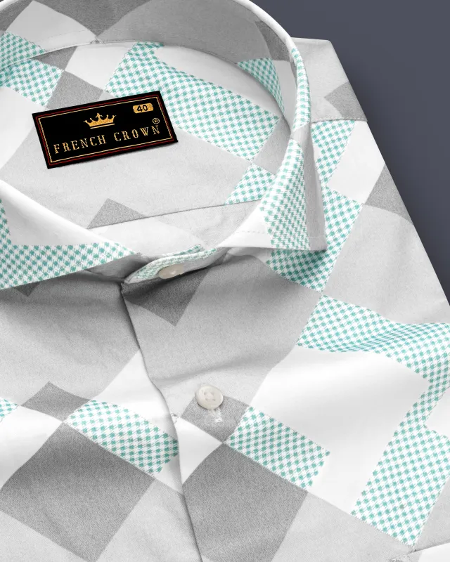 Mountain Mist Gray and White Printed Super Soft Premium Cotton Shirt sold by French Crown