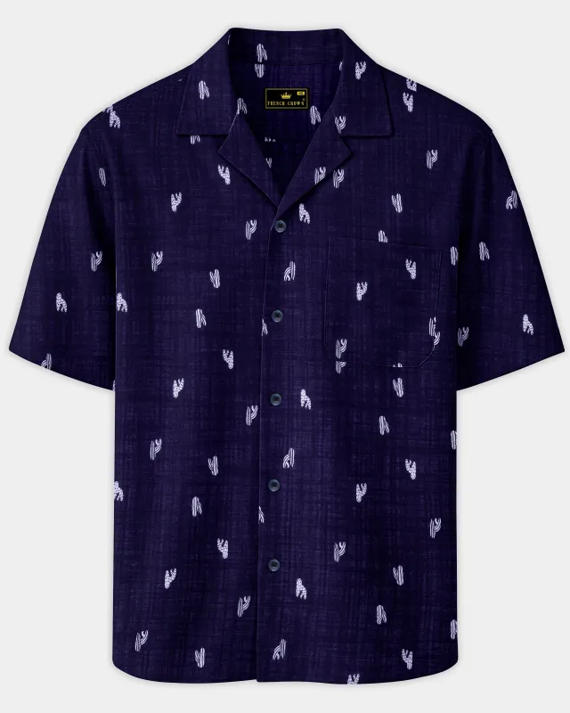 Mirage Blue Printed Lightweight Premium Cotton Oversized Shirt sold by French Crown