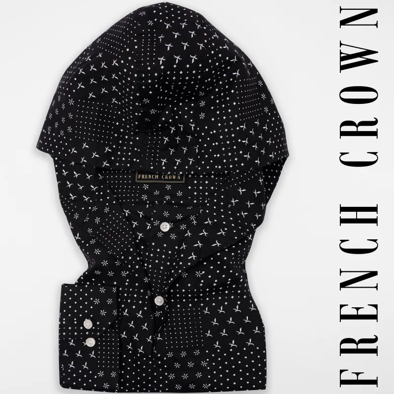 Jade Black and White Printed Premium Cotton Designer Shirt sold by French Crown