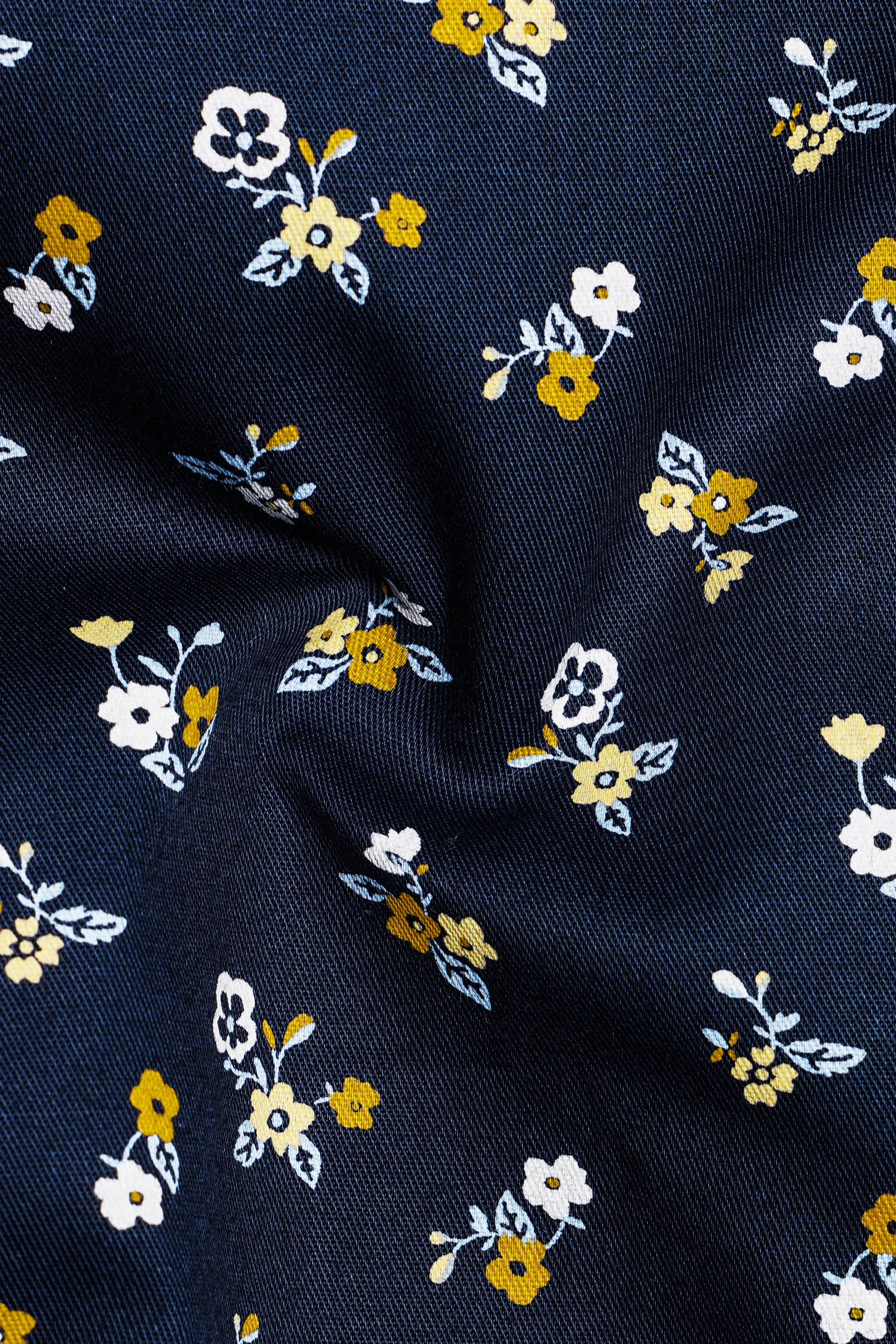 Ebony Blue Ditsy Printed Twill Premium Cotton Shirt sold by French Crown product image thumbnail 3