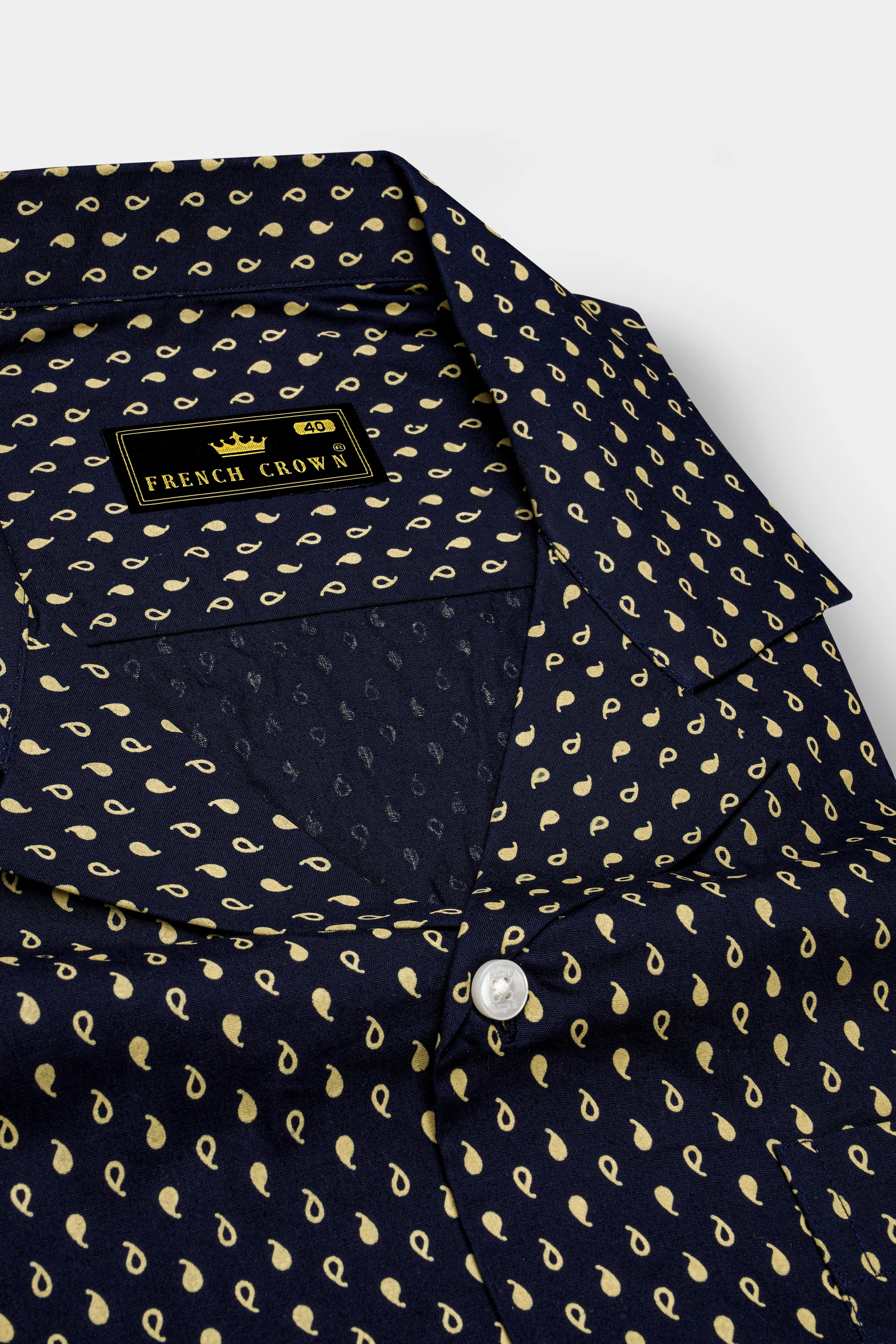 Ebony Clay Blue Printed Lightweight Premium Cotton Shirt sold by French Crown product image thumbnail 4