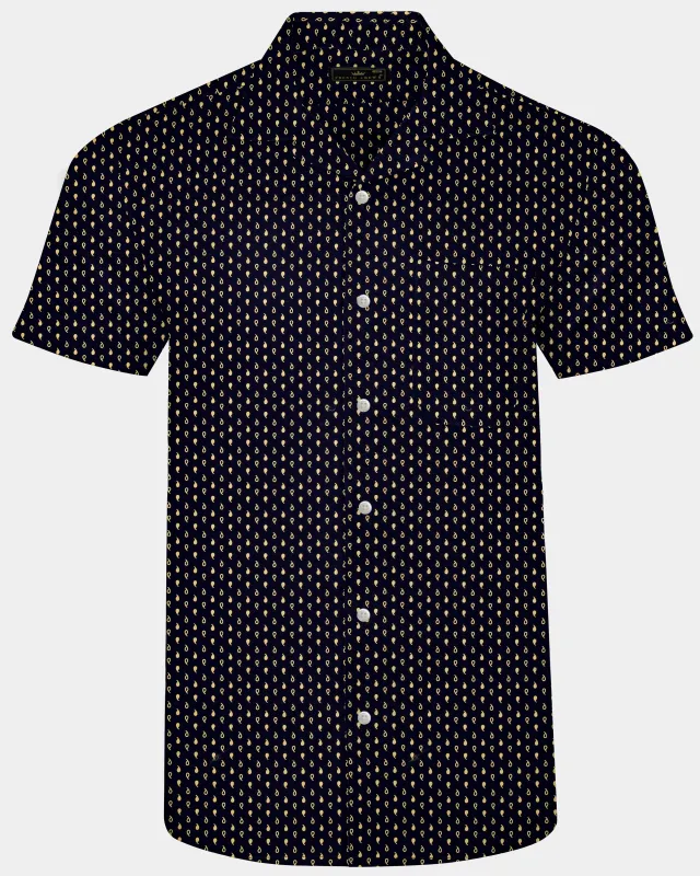 Ebony Clay Blue Printed Lightweight Premium Cotton Shirt sold by French Crown
