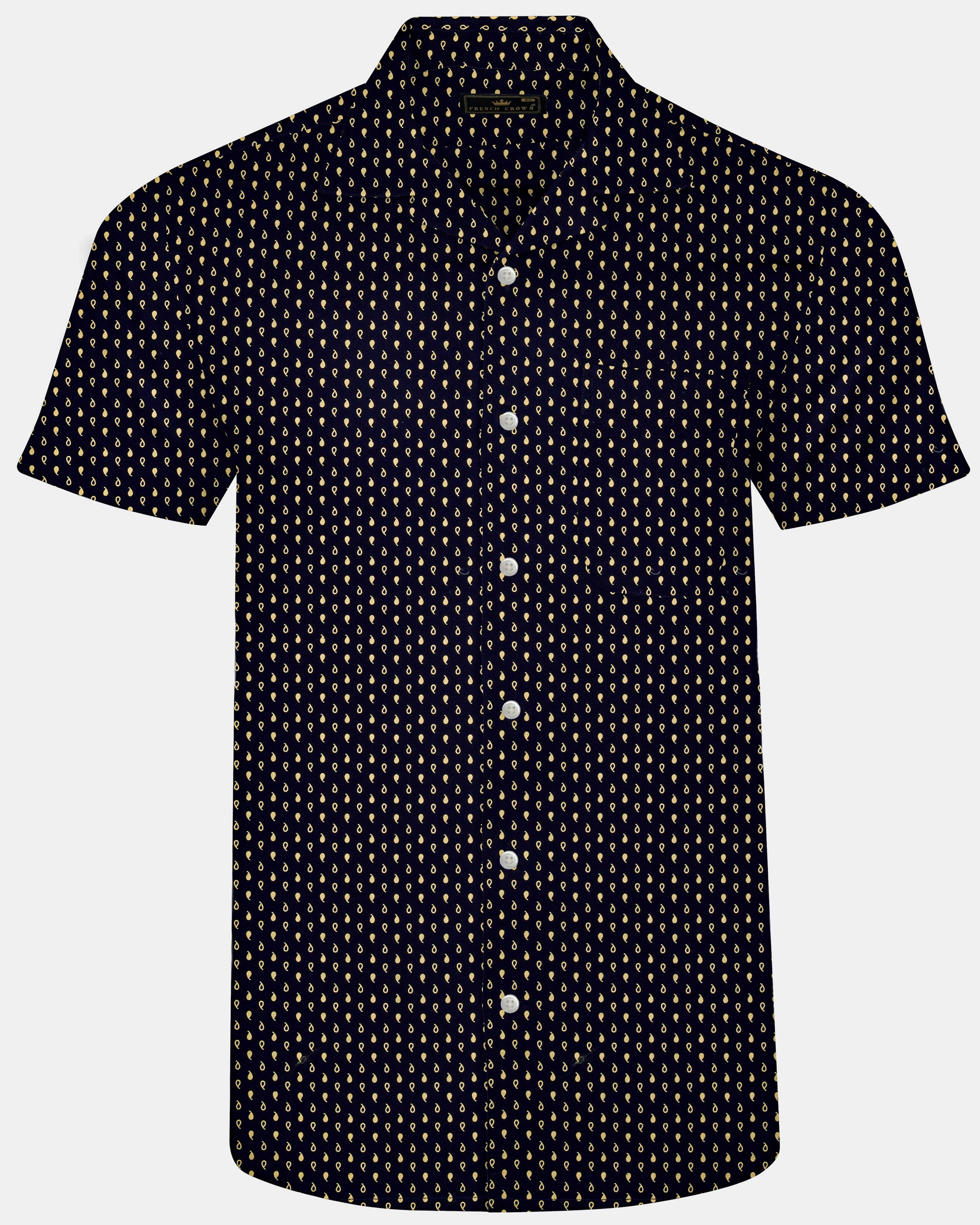 Ebony Clay Blue Printed Lightweight Premium Cotton Shirt sold by French Crown