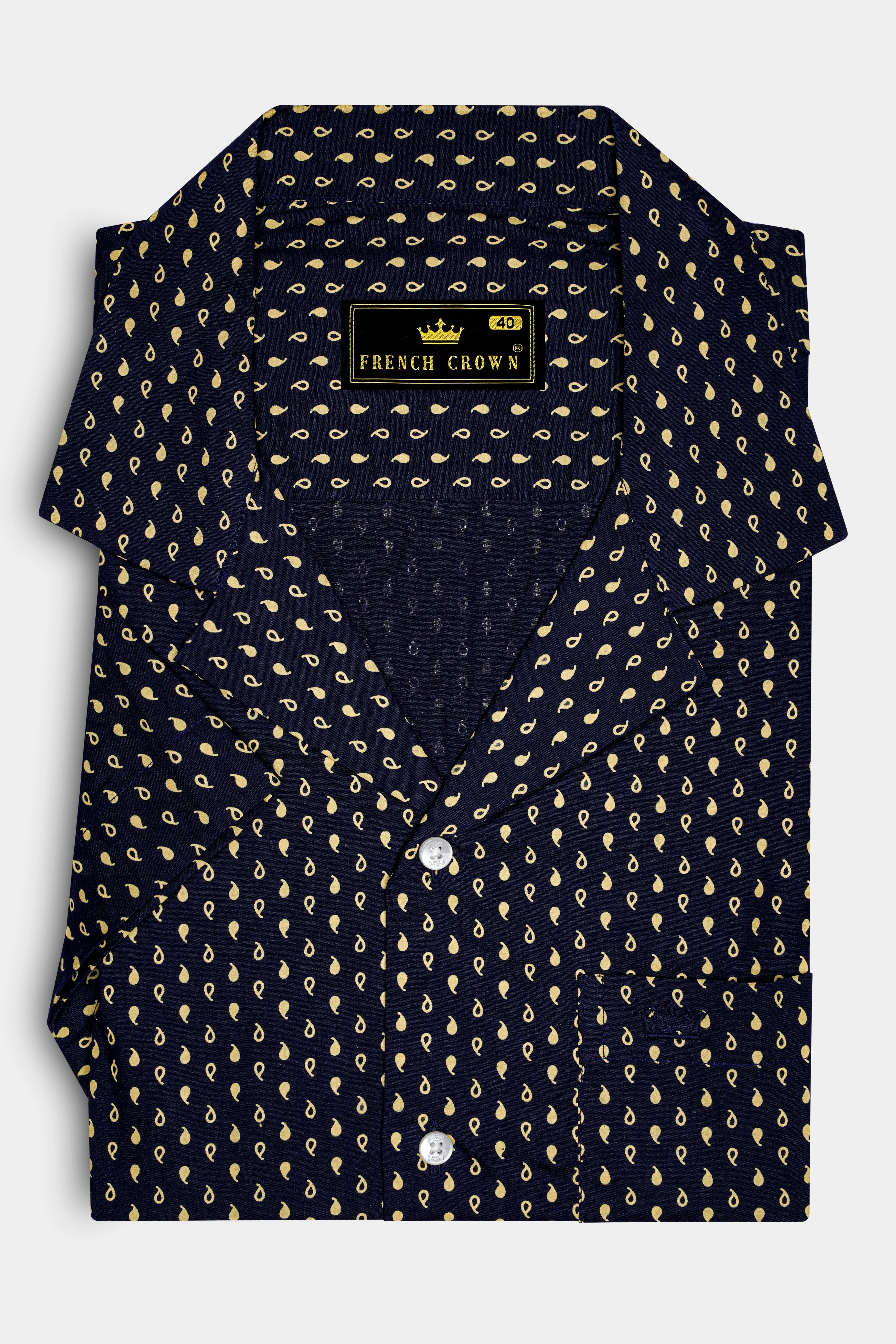 Ebony Clay Blue Printed Lightweight Premium Cotton Shirt sold by French Crown product image thumbnail 5