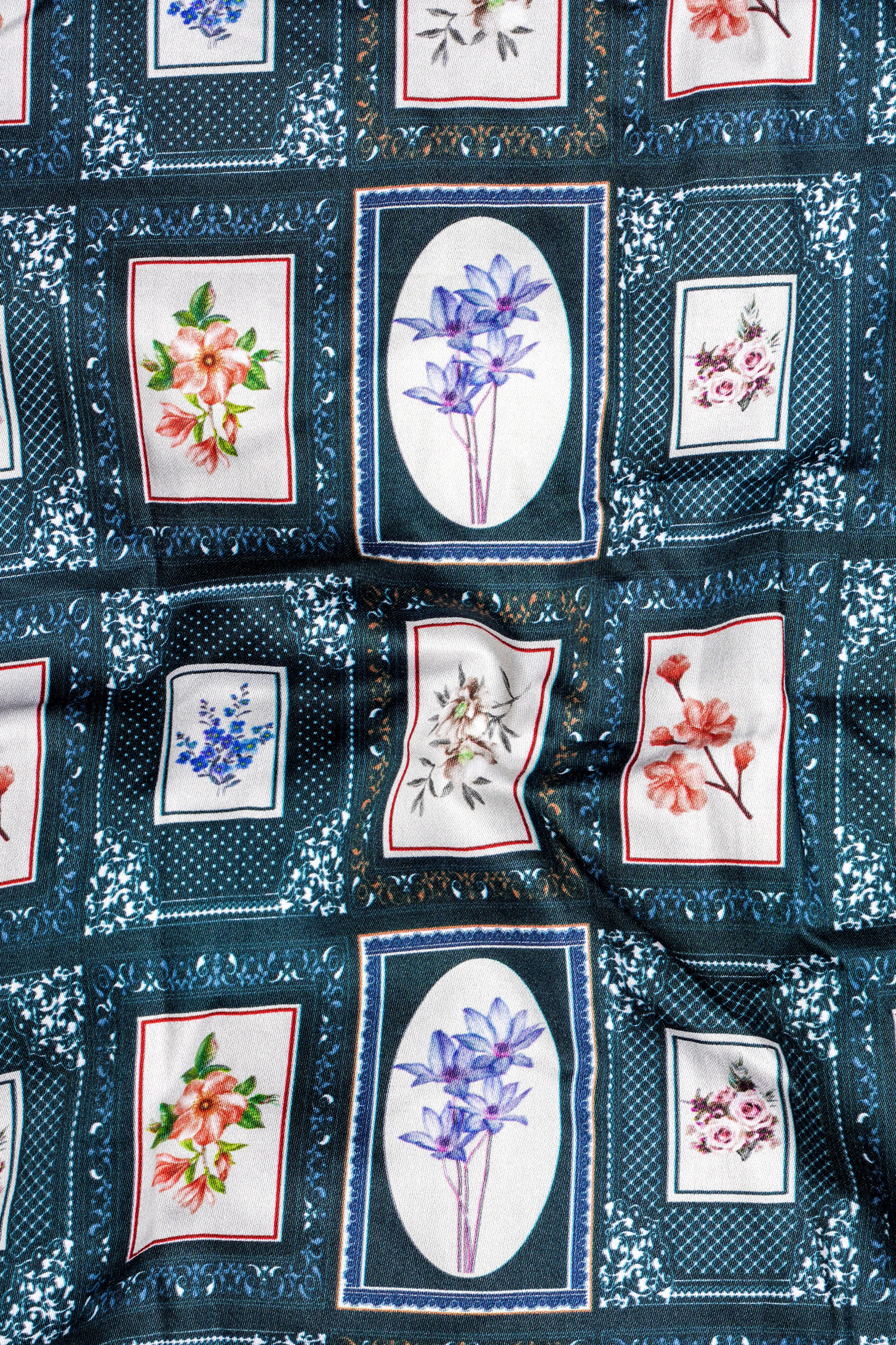 Dark Slate Blue with Wild Sand White Multicolour Printed Super Soft Premium Cotton Designer Shirt sold by French Crown product image thumbnail 3