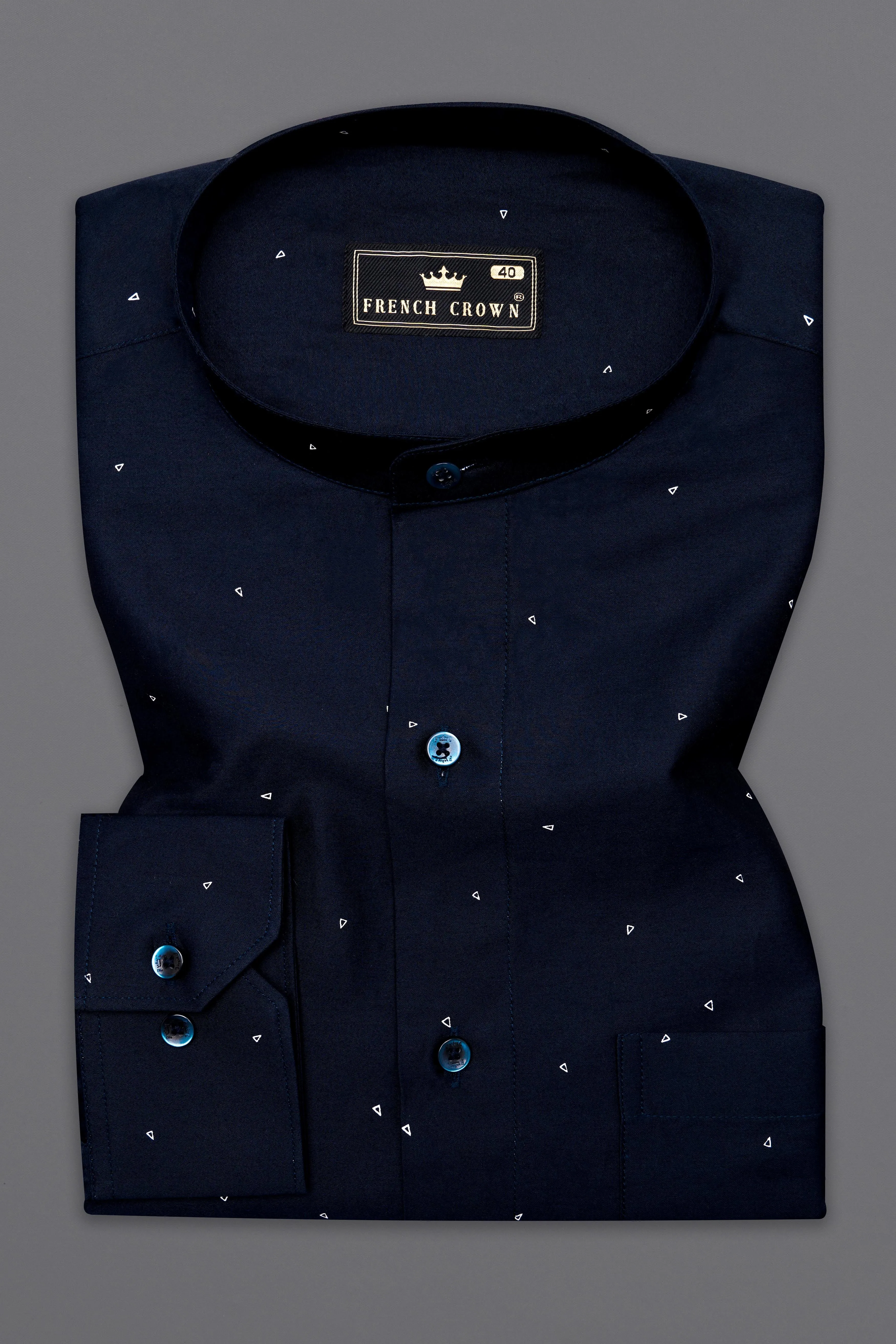 Cinder Blue and White Super Soft Premium Cotton Shirts sold by French Crown product image thumbnail 5