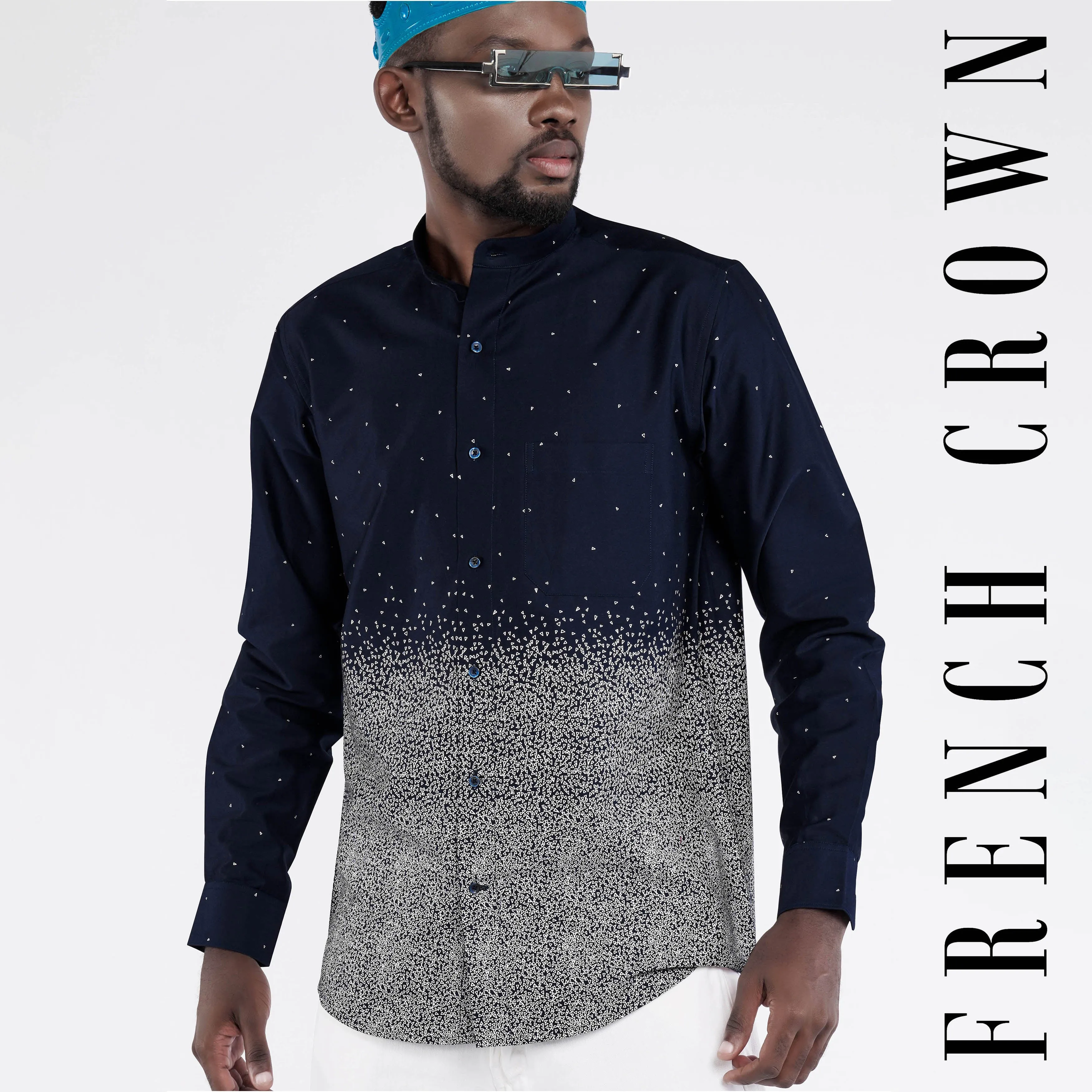 Cinder Blue and White Super Soft Premium Cotton Shirts sold by French Crown