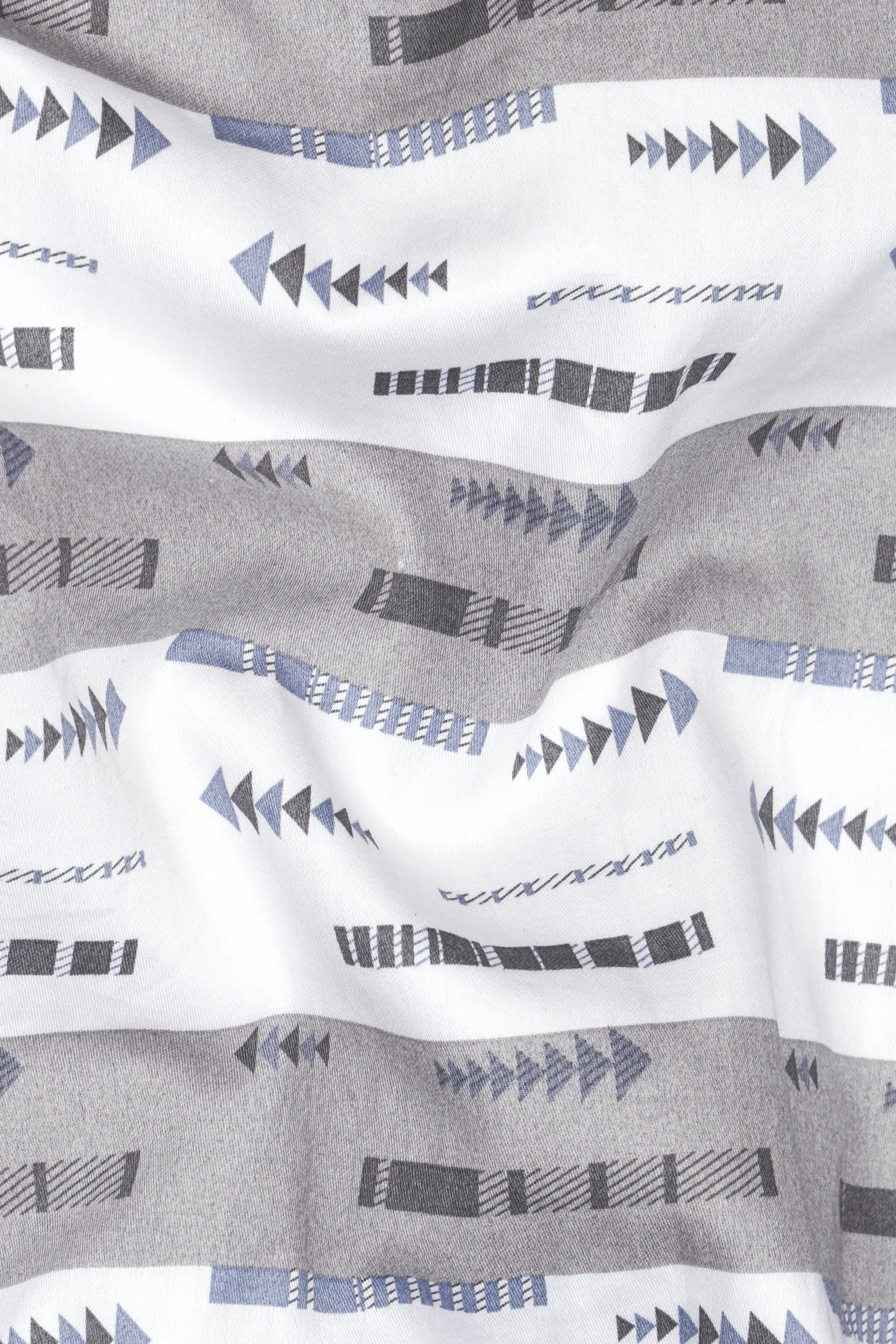 Bright White with Nobel Gray Printed Super Soft Premium Cotton Shirt sold by French Crown product image thumbnail 2