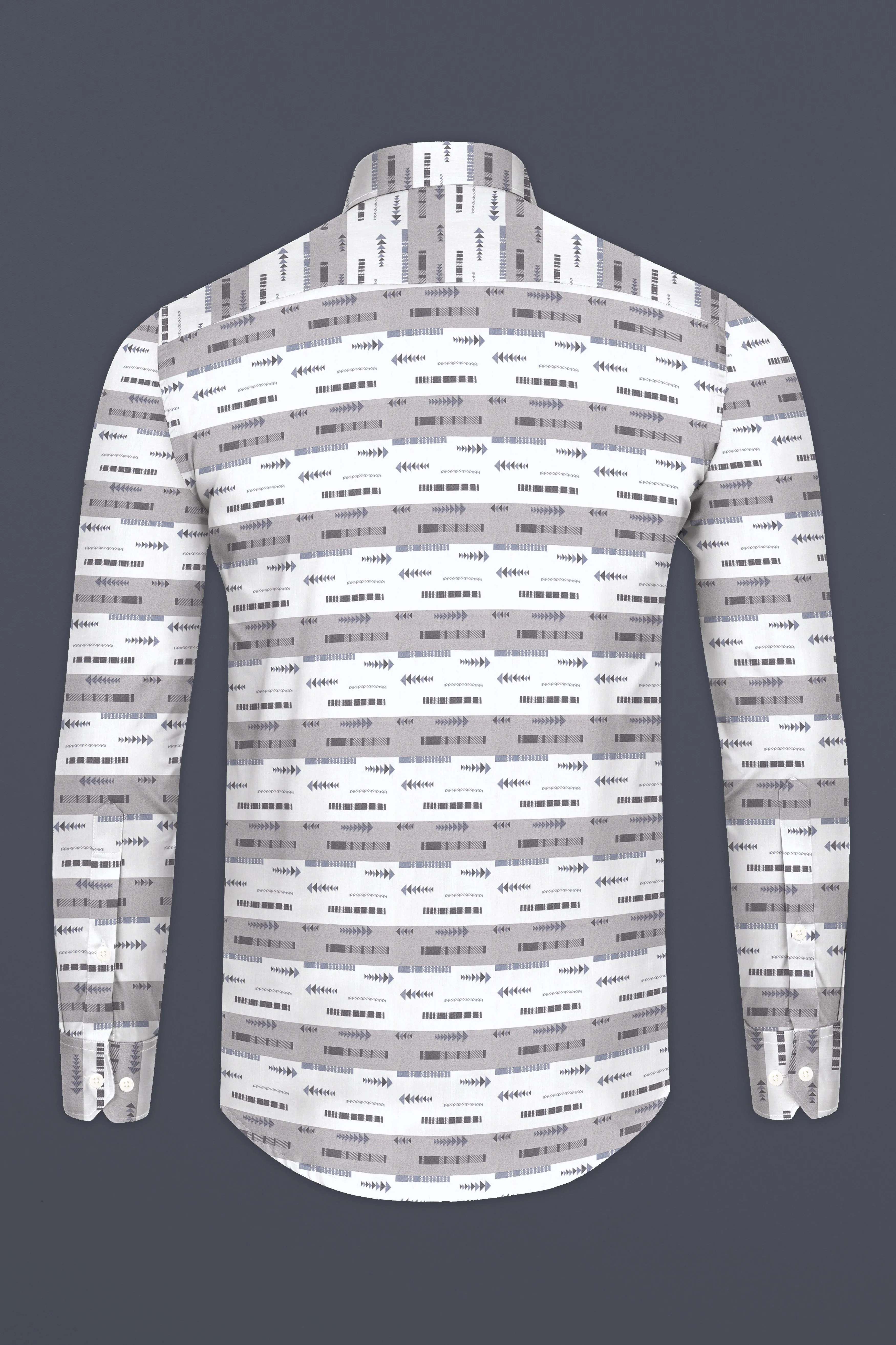 Bright White with Nobel Gray Printed Super Soft Premium Cotton Shirt sold by French Crown product image thumbnail 5