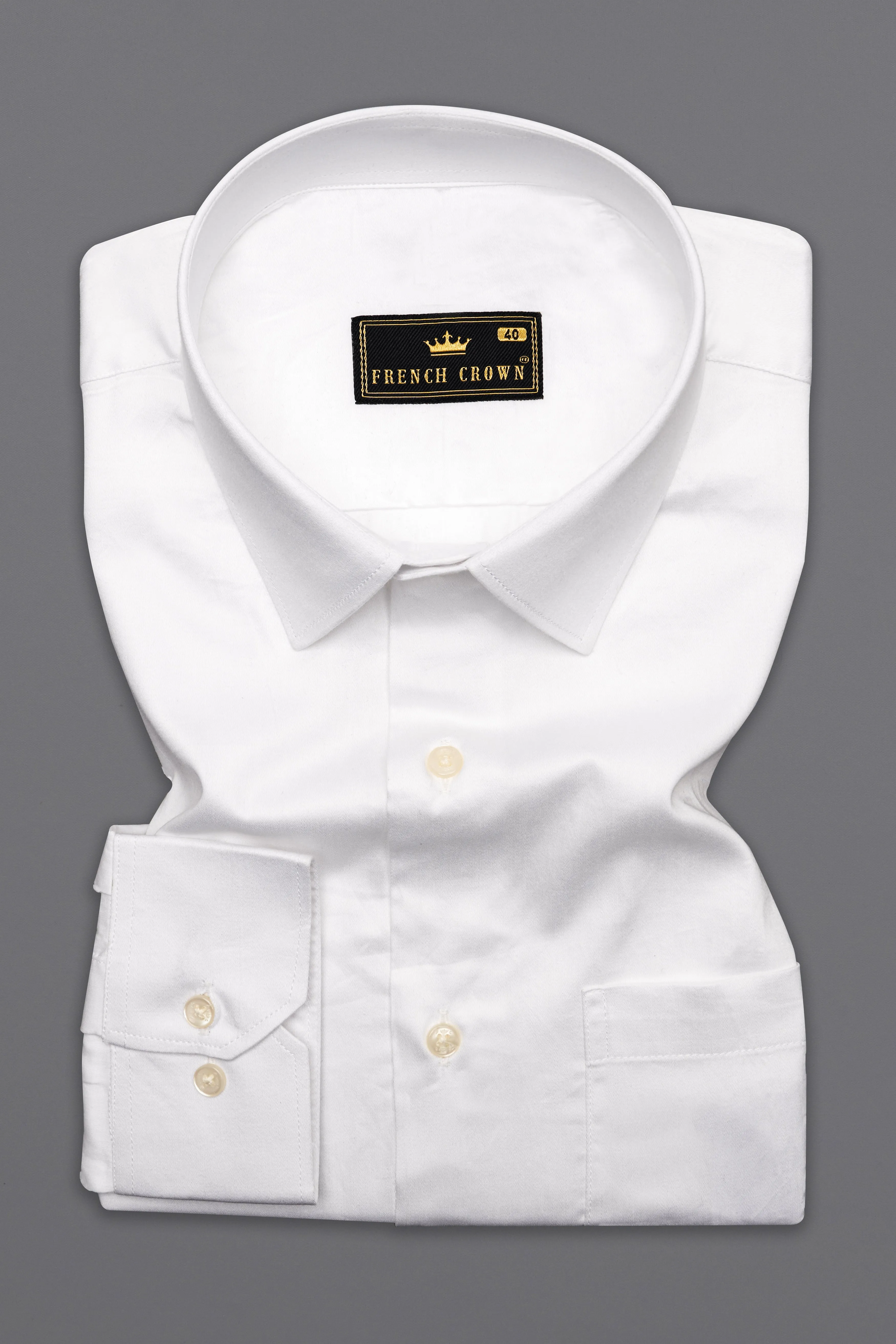 Bright White Printed Super Soft Premium Cotton Designer Shirt sold by French Crown product image thumbnail 5