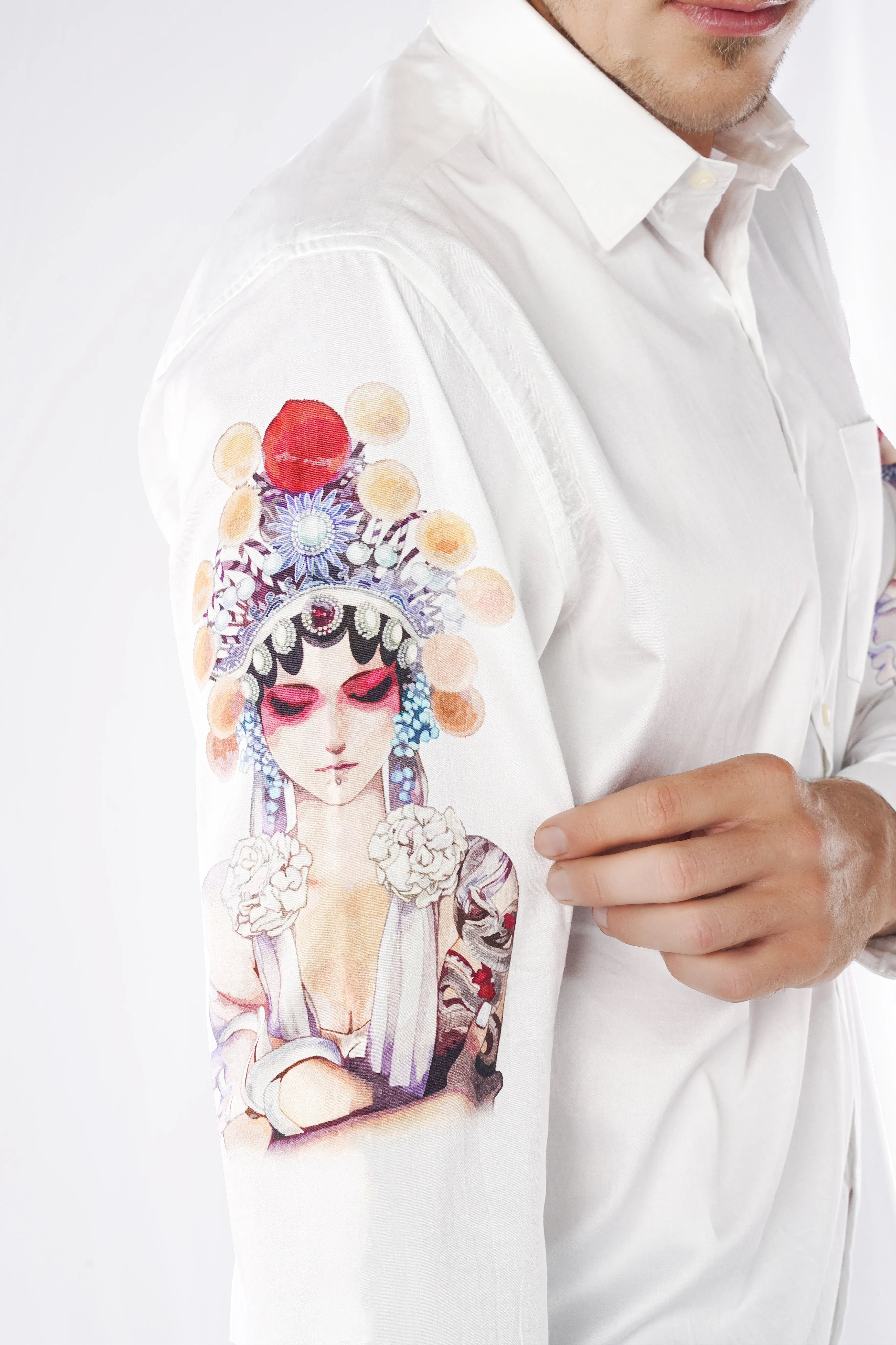 Bright White Printed Super Soft Premium Cotton Designer Shirt sold by French Crown product image thumbnail 2