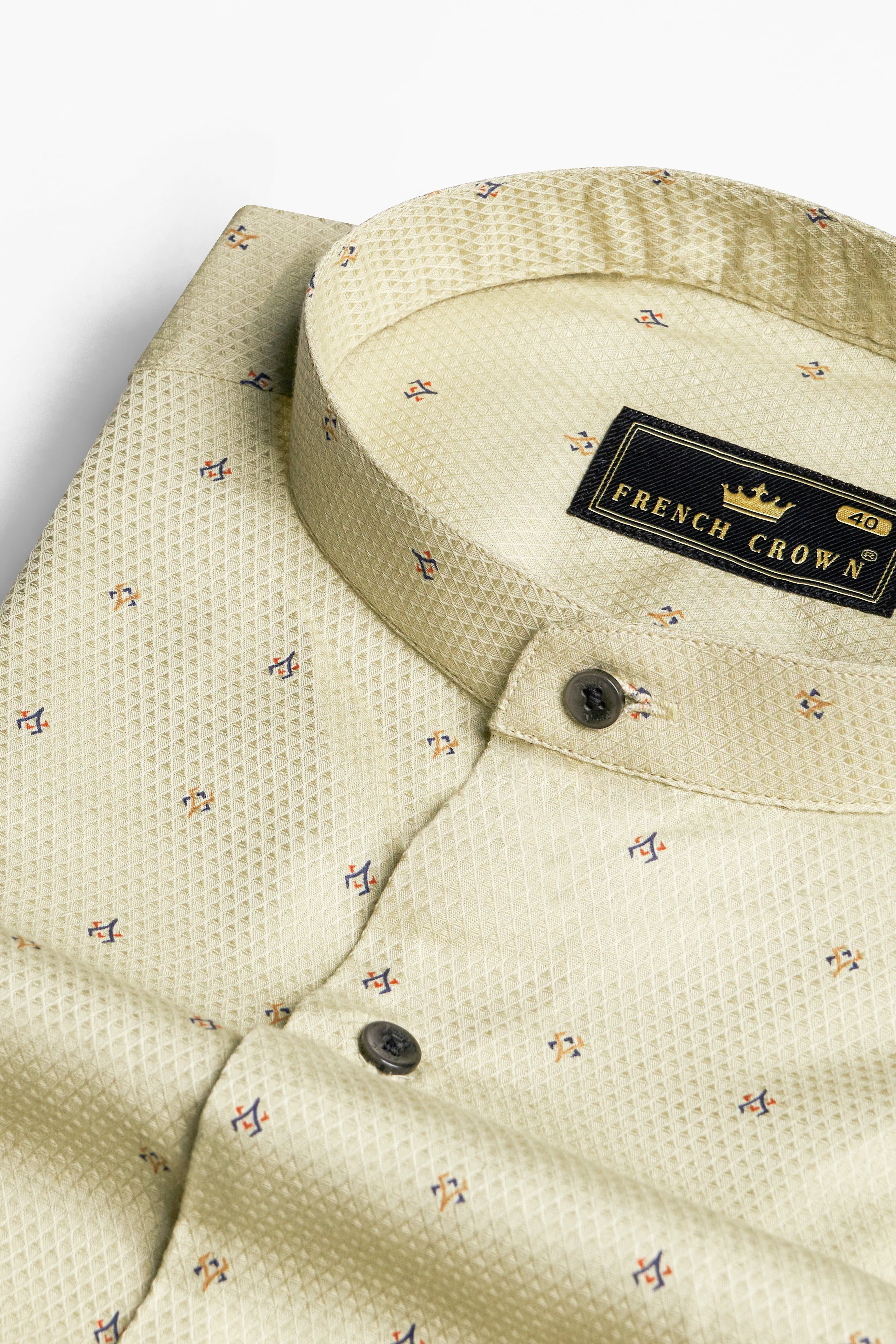 Bone Brown Dobby Textured Premium Giza Cotton Shirt sold by French Crown