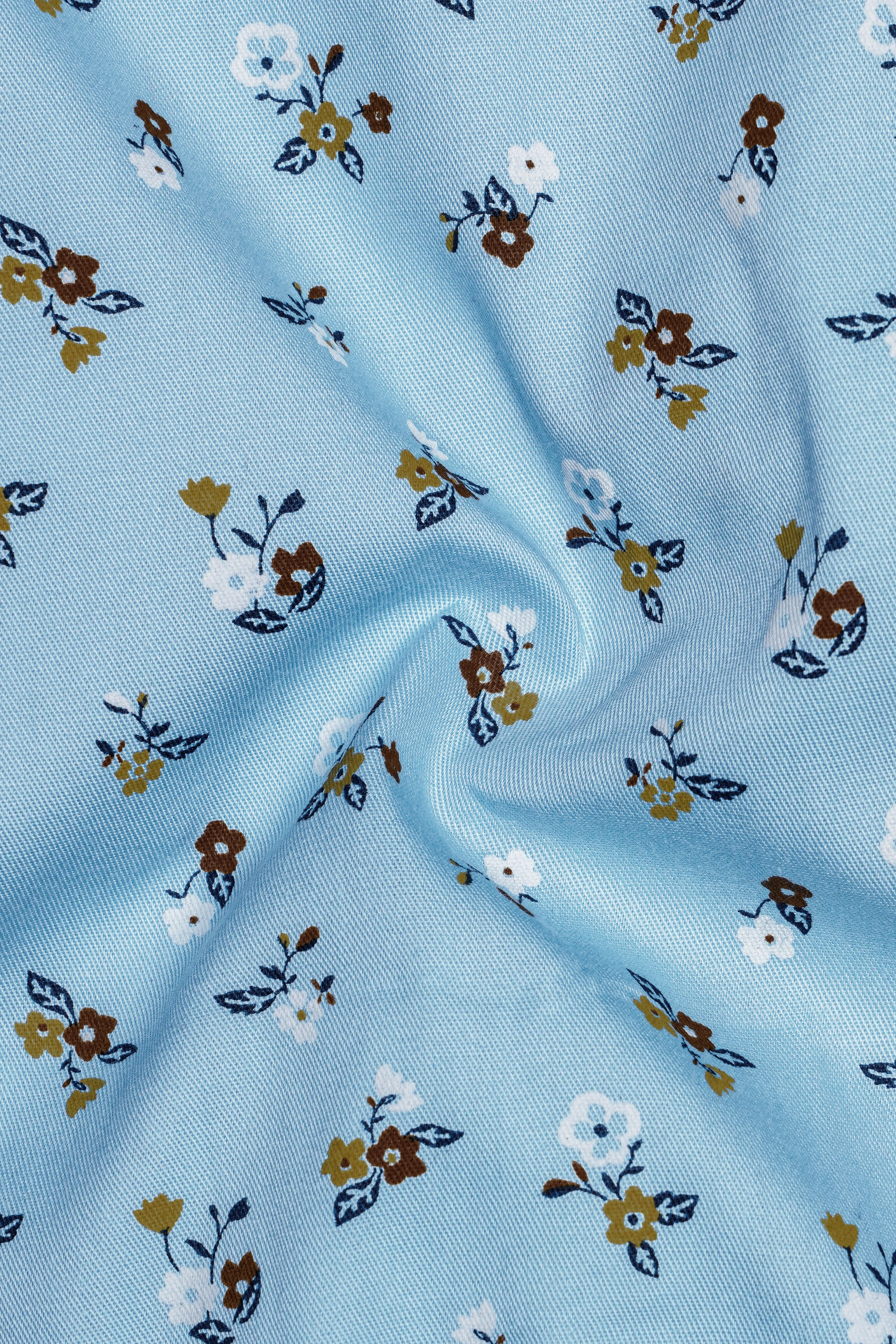 Blizzard Blue Ditsy Printed Twill Premium Cotton Shirt sold by French Crown product image thumbnail 3