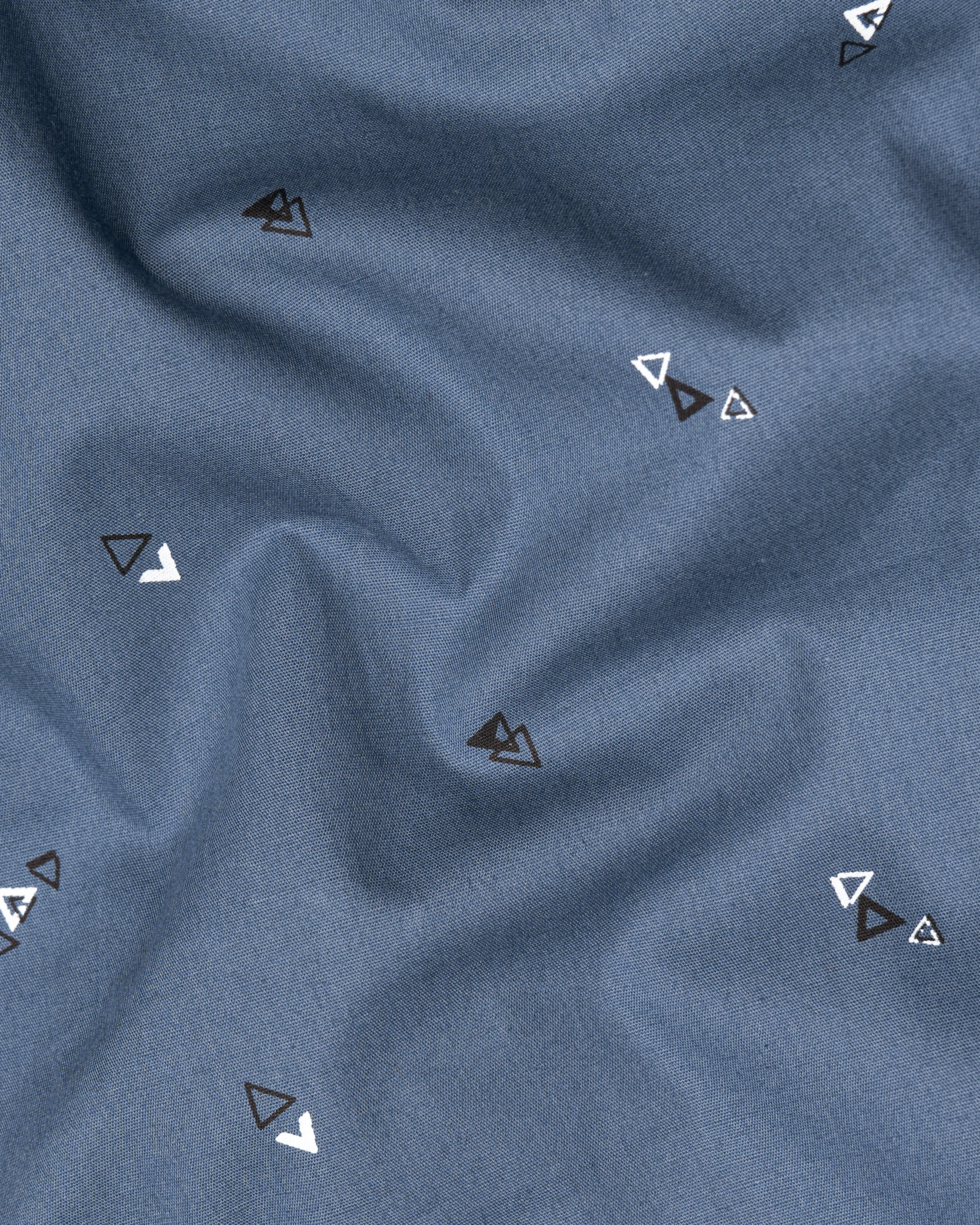 Waikawa Blue Printed Premium Cotton Half Sleeves Shirt sold by French Crown product image thumbnail 3