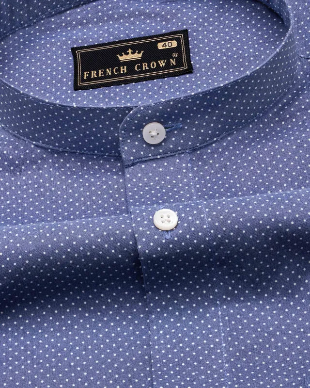 Twilight Blue Polka Dots Premium Cotton Shirt sold by French Crown