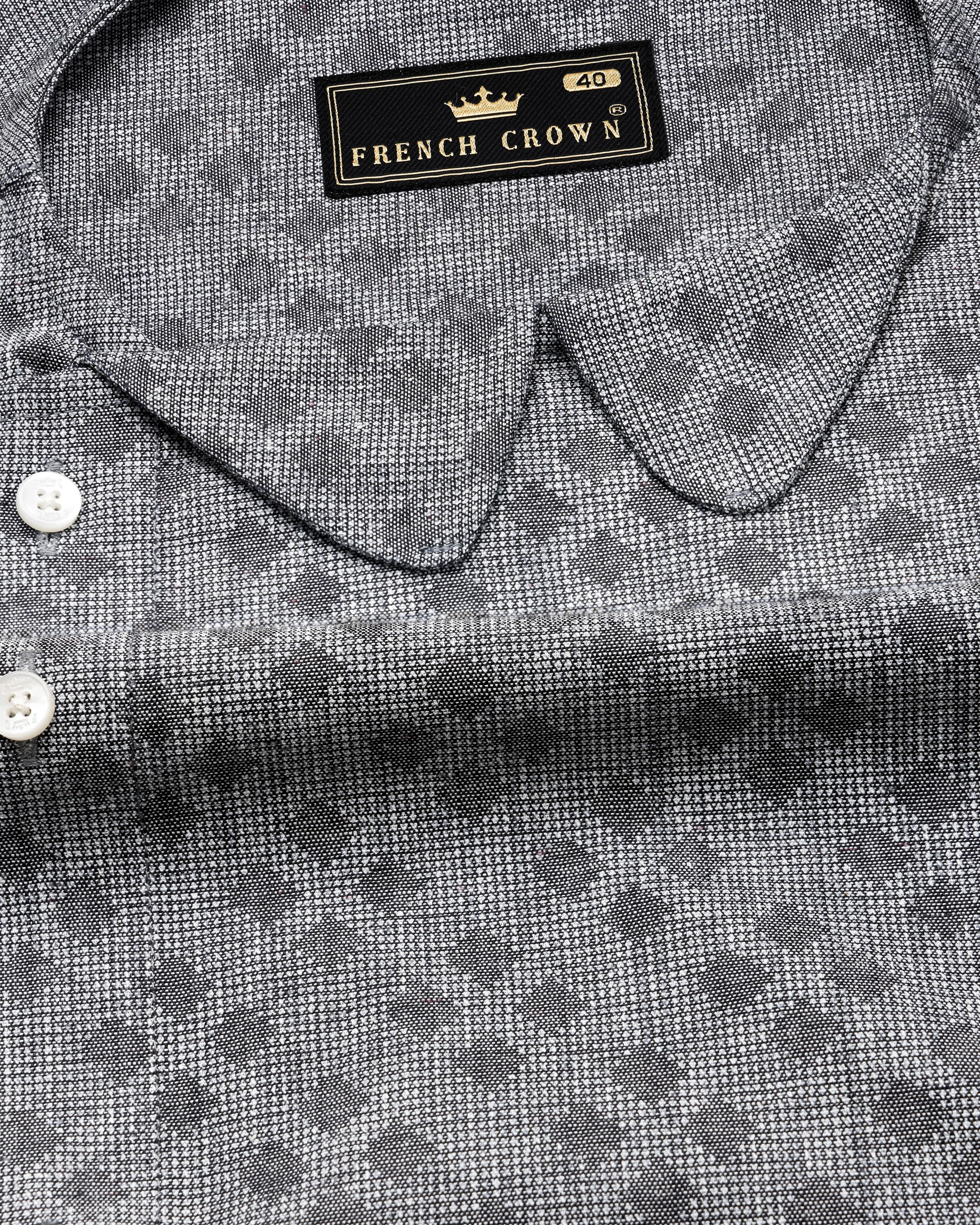 Regent Gray Dobby Textured Premium Giza Cotton Designer Shirt sold by French Crown product image thumbnail 5