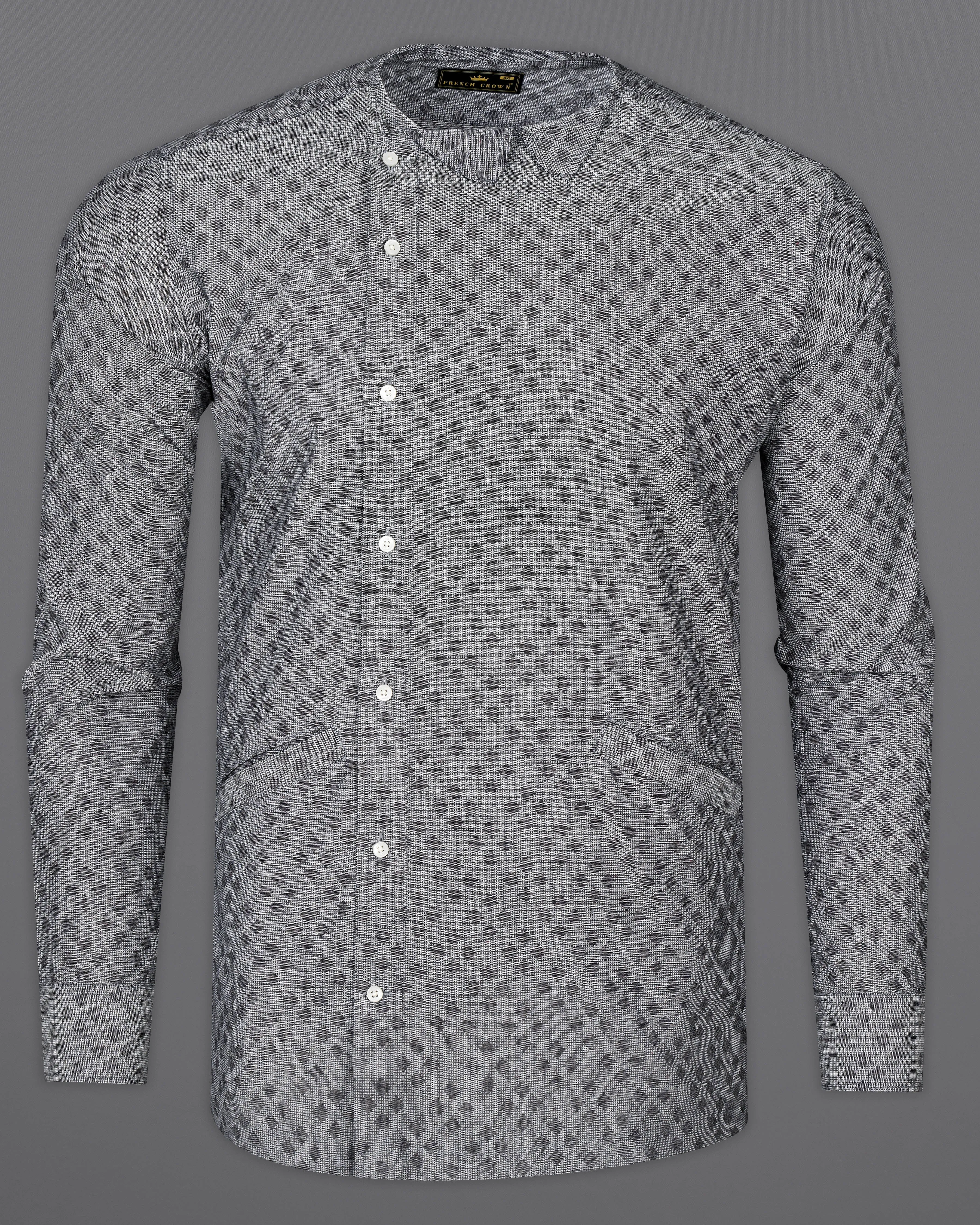 Regent Gray Dobby Textured Premium Giza Cotton Designer Shirt sold by French Crown product image thumbnail 2