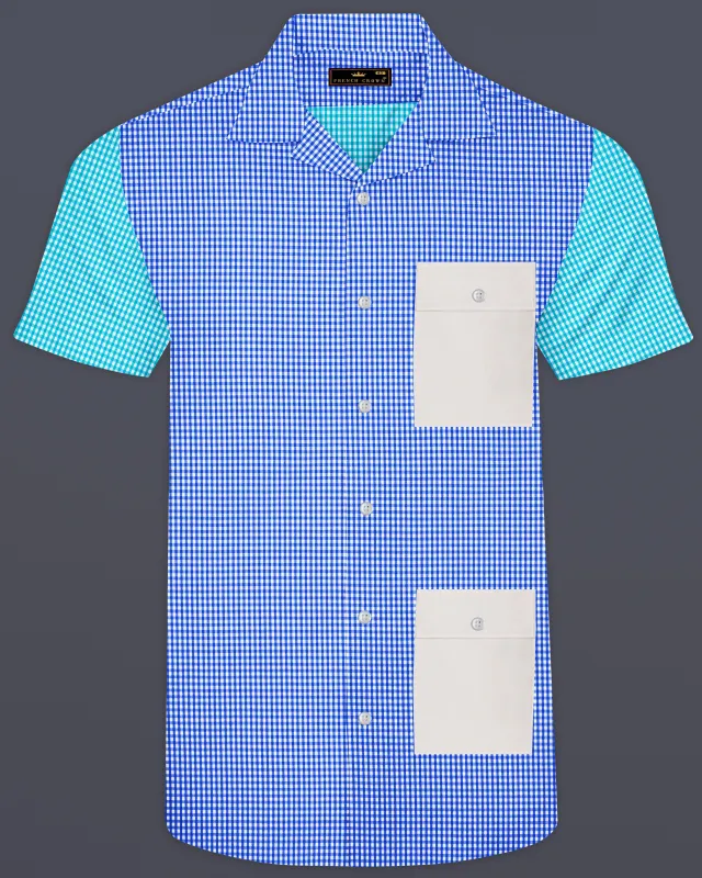Persian Blue and White Checkered Premium Cotton Designer Shirt sold by French Crown