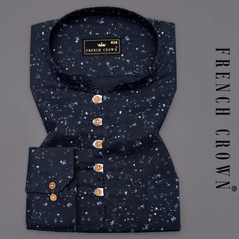 Mirage Blue Textured Luxurious Linen Kurta Shirt sold by French Crown