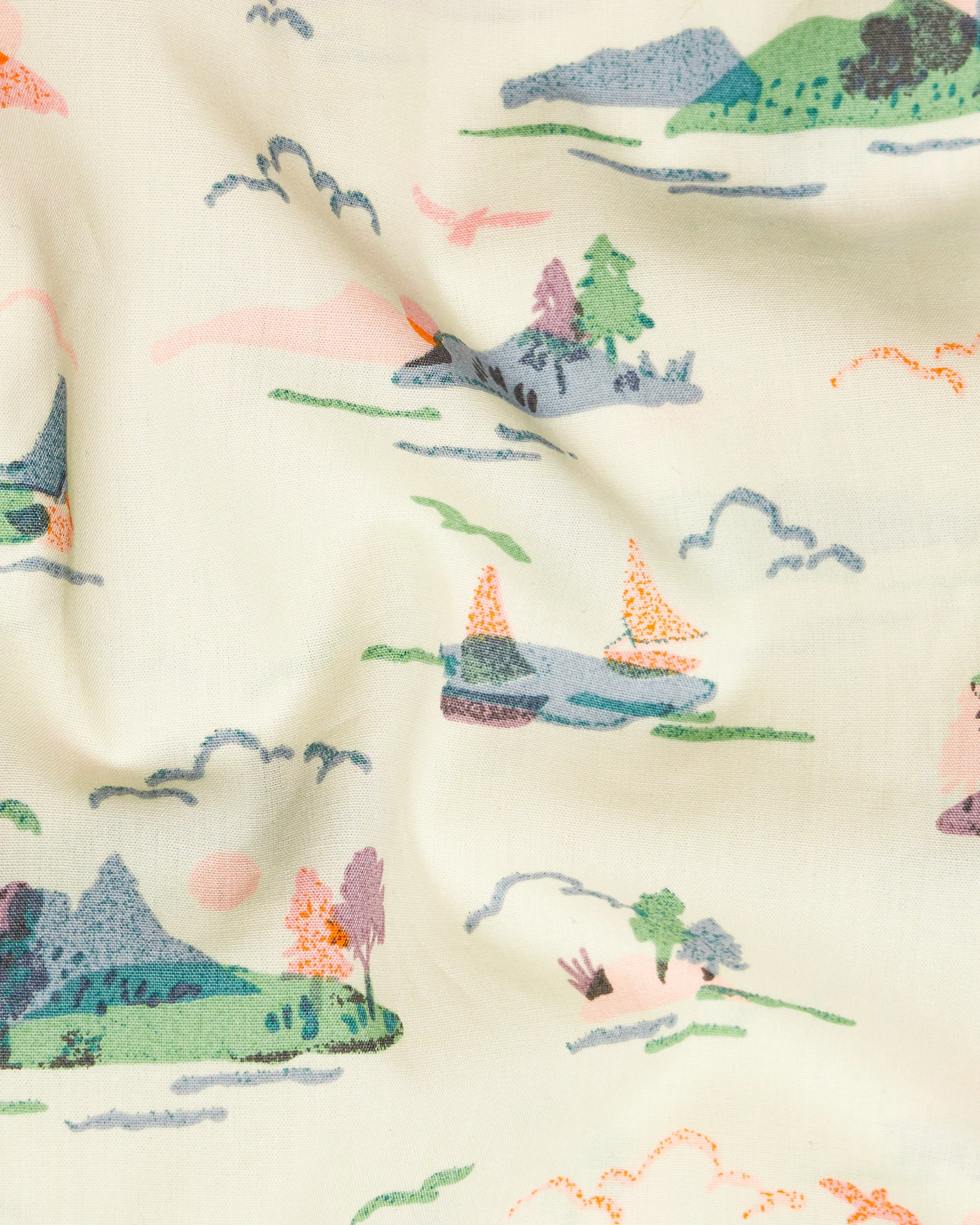 Merino Cream Printed Premium Cotton Kurta Shirt sold by French Crown product image thumbnail 3