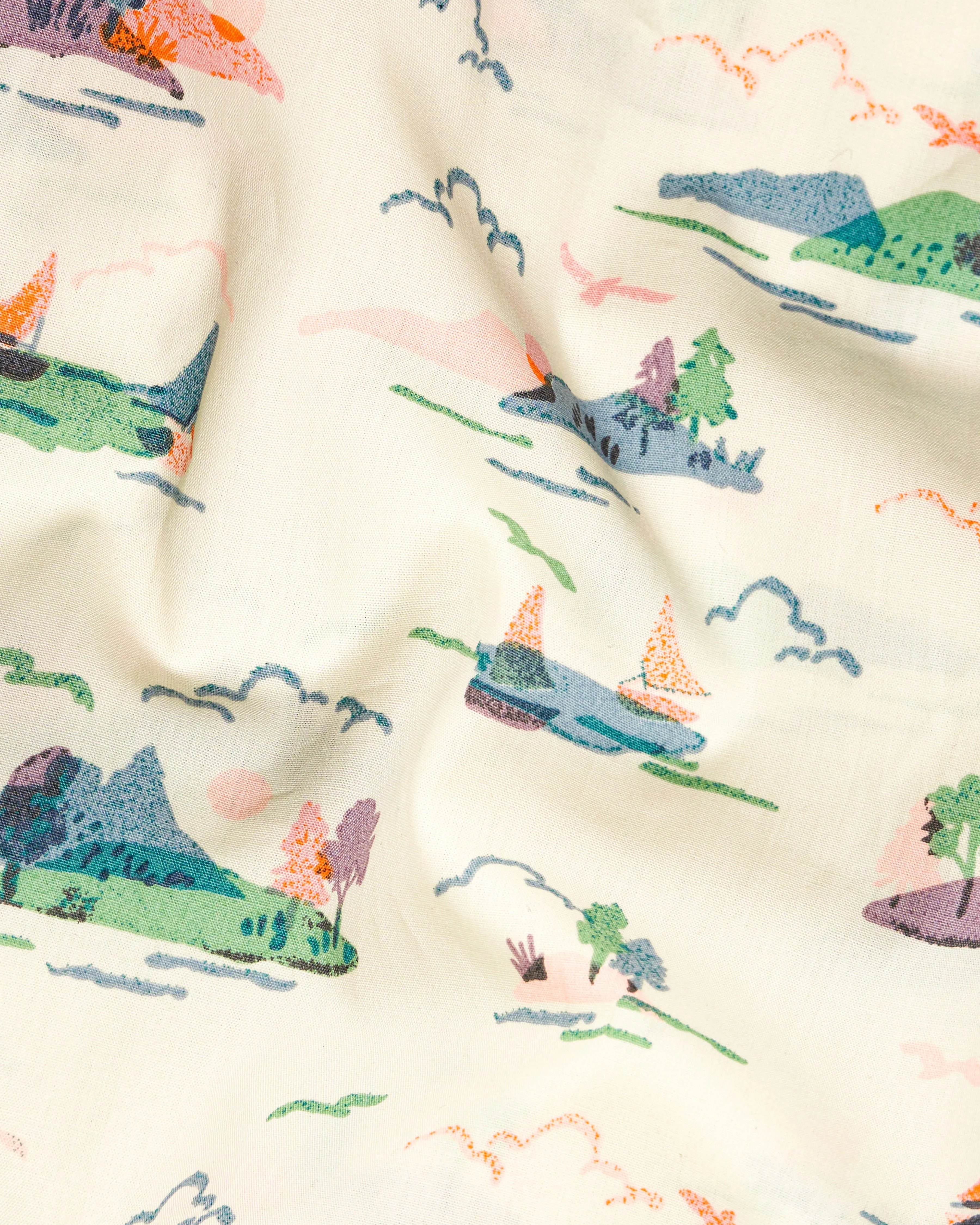 Merino Cream Printed Premium Cotton Designer Shirt sold by French Crown product image thumbnail 4