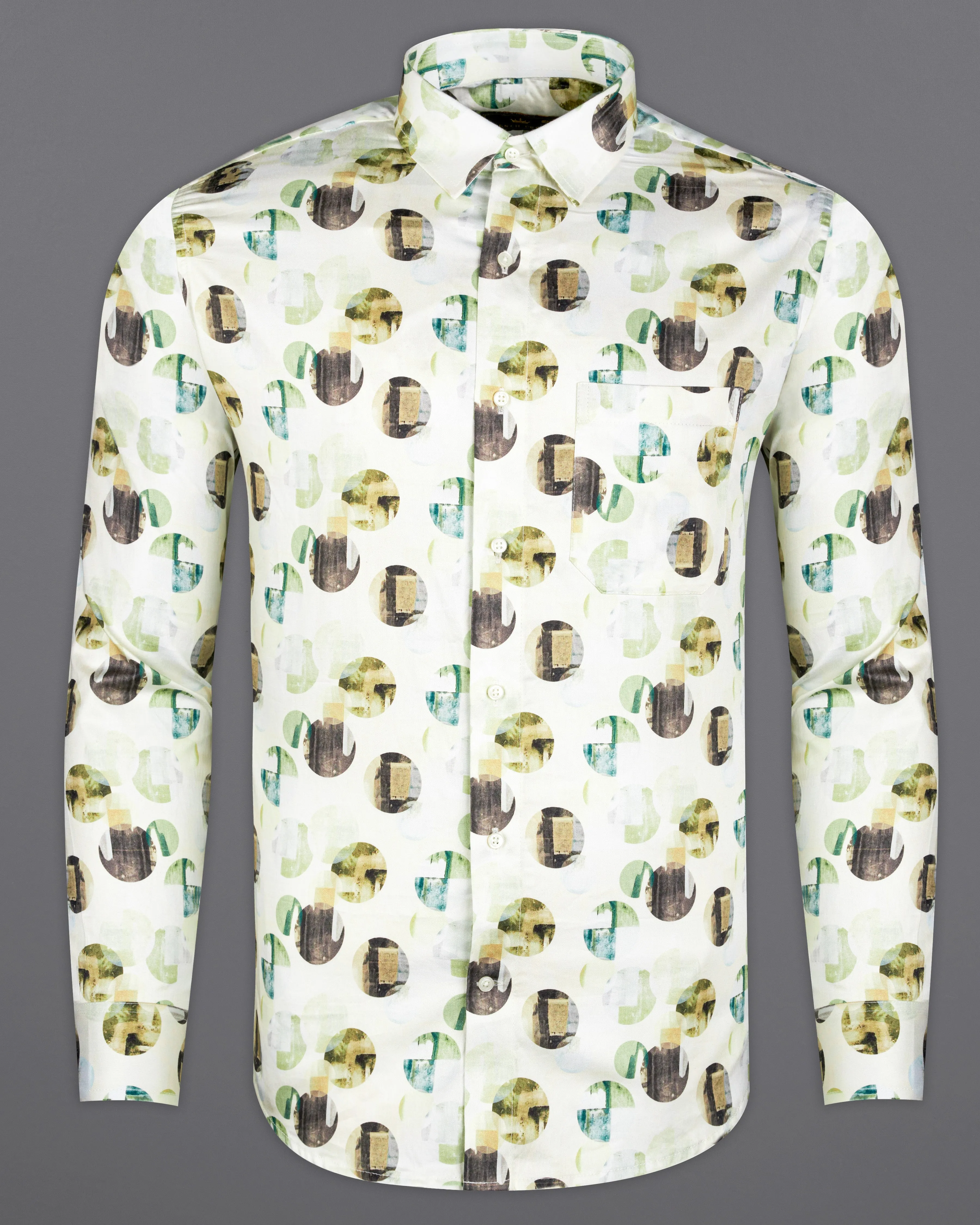 Merino Cream Multicolour Printed Super Soft Premium Cotton Shirt sold by French Crown product image thumbnail 5