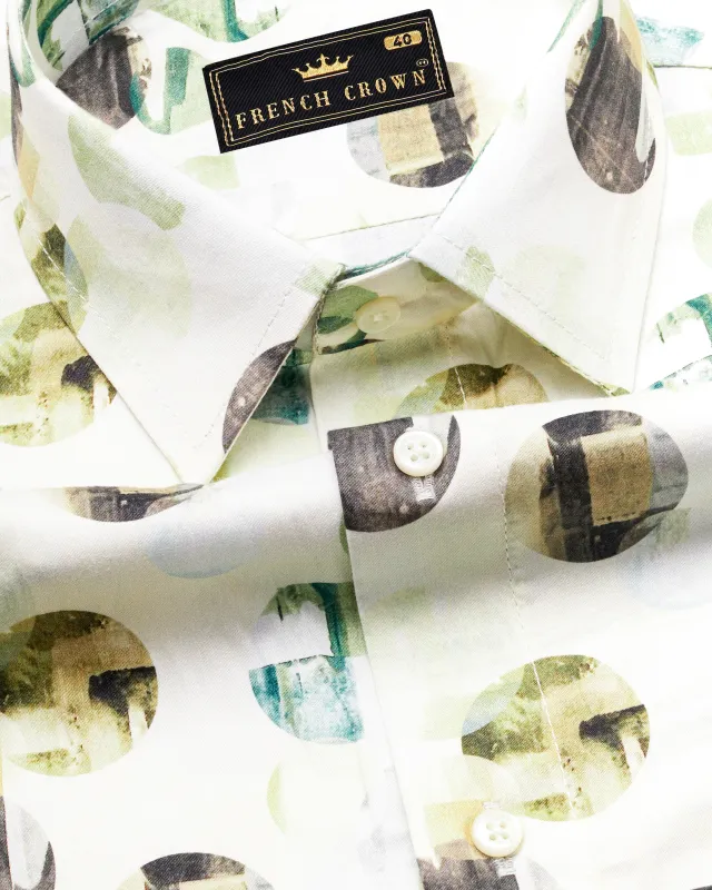 Merino Cream Multicolour Printed Super Soft Premium Cotton Shirt sold by French Crown