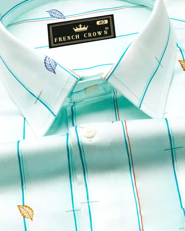 Iceberg Light Green Striped Super Soft Premium Cotton Shirt sold by French Crown