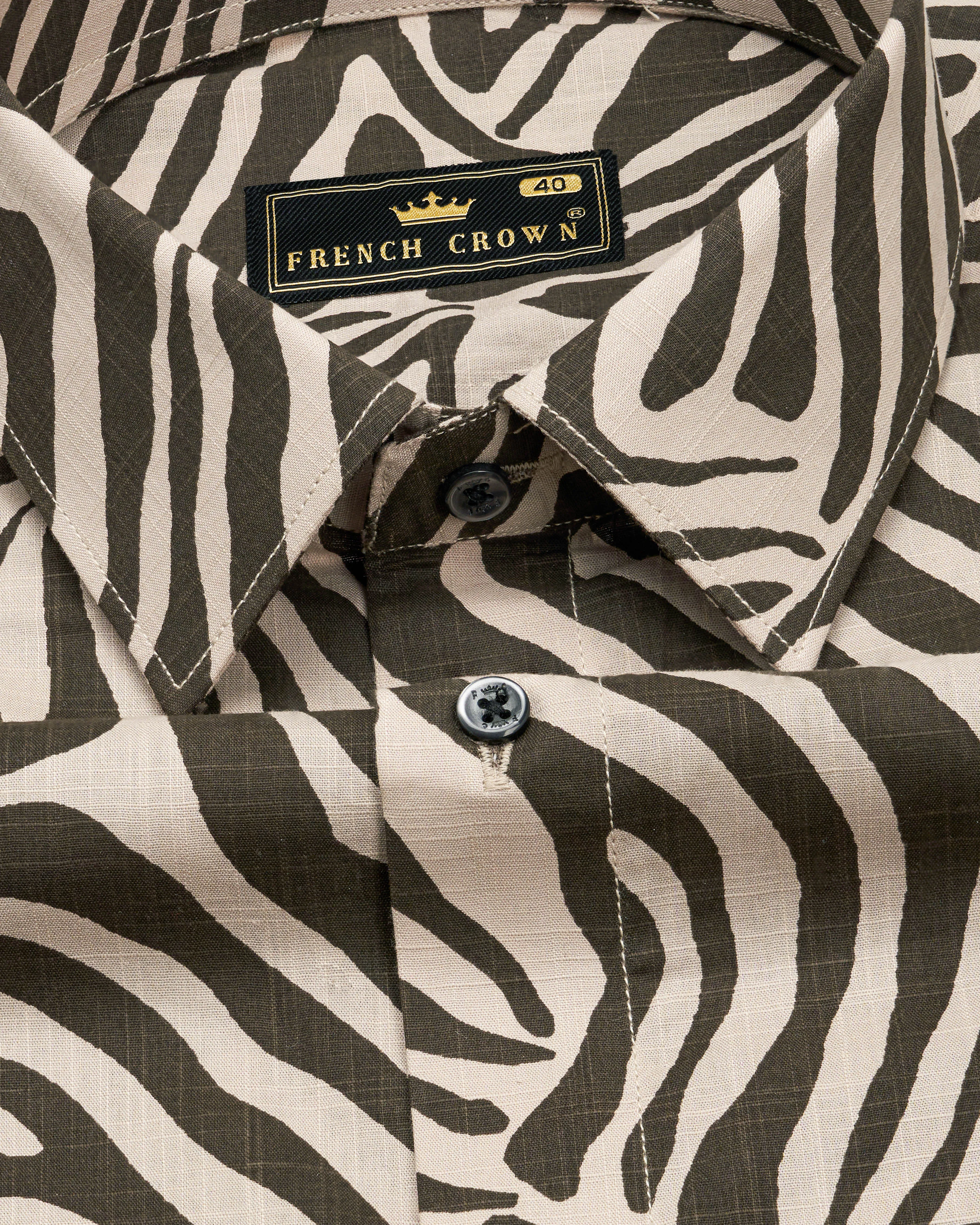 Gainsboro Beige with Armadillo Green Animal Printed Premium Cotton Shirt sold by French Crown