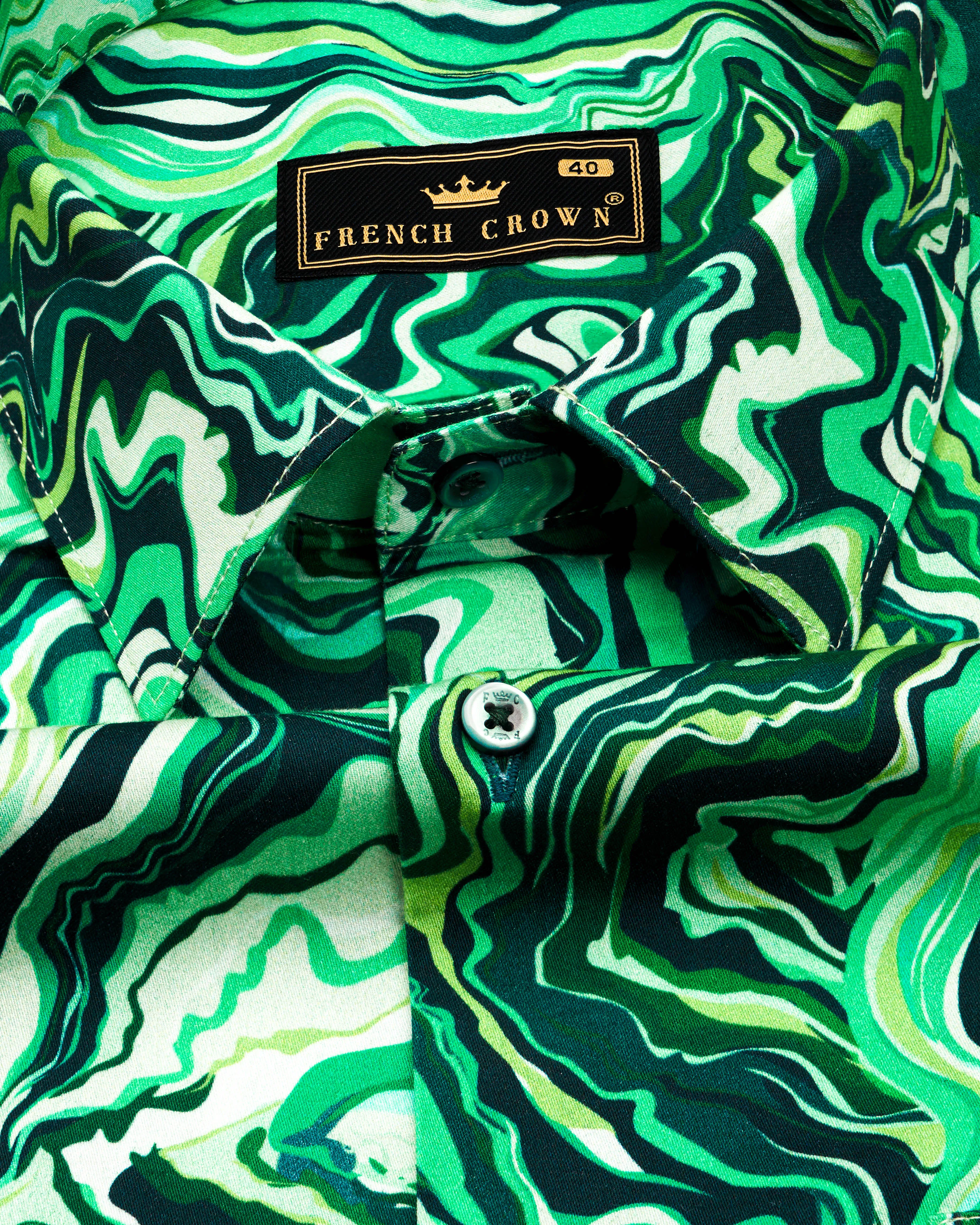 Burnham Green with Seafoam Green Multicolour Printed Super Soft Premium Cotton Shirt sold by French Crown