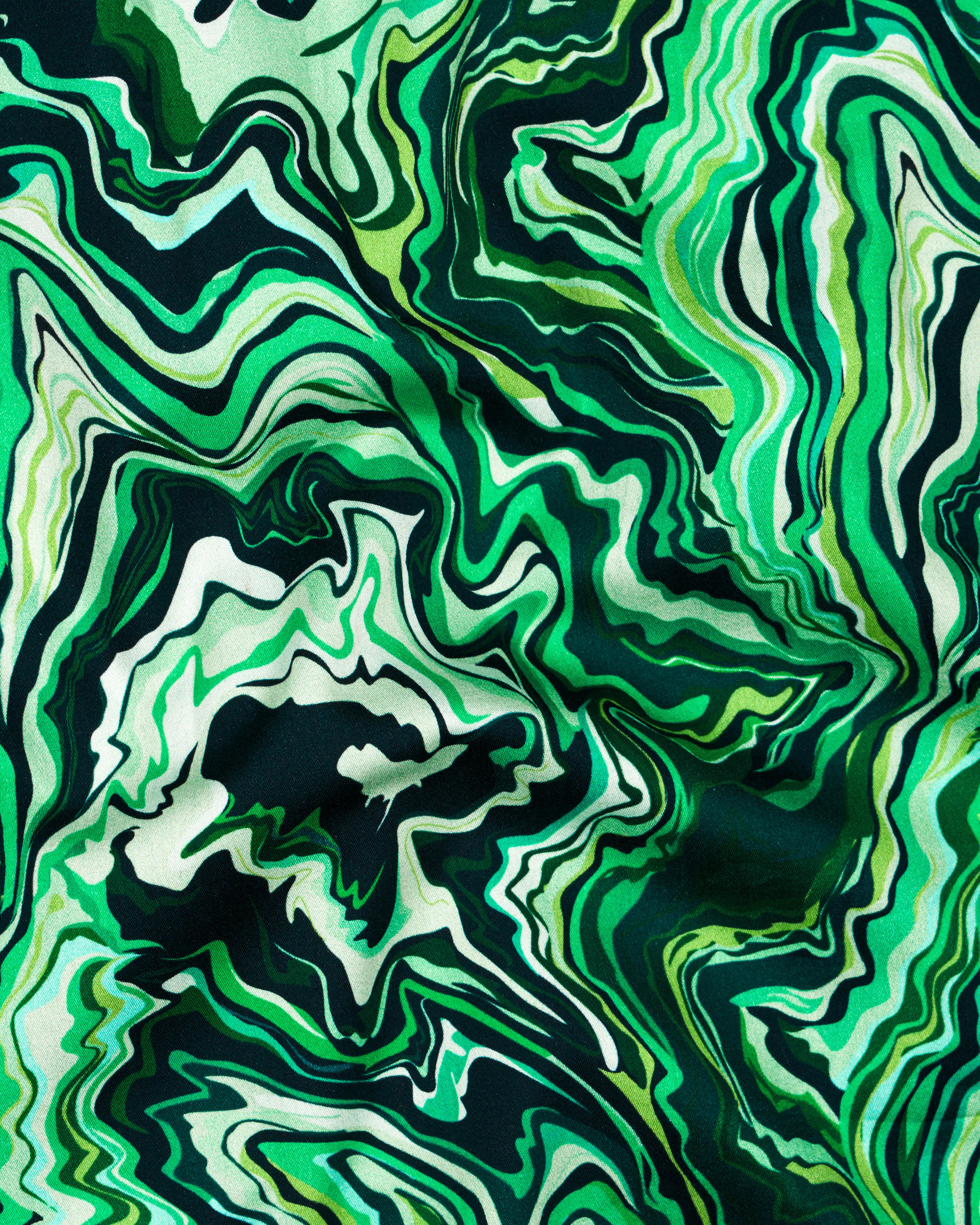 Burnham Green with Seafoam Green Multicolour Printed Super Soft Premium Cotton Shirt sold by French Crown product image thumbnail 2