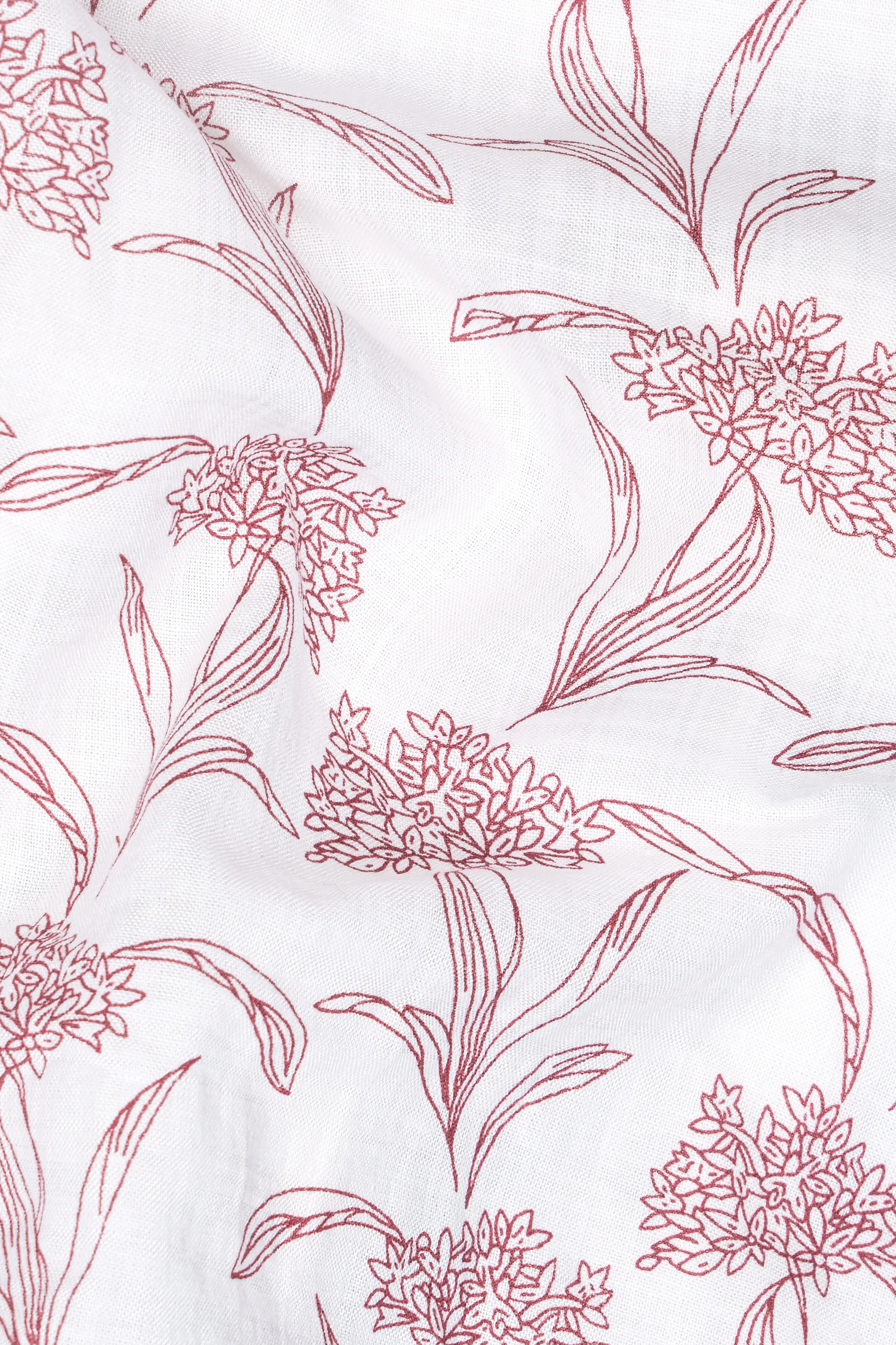 Bright White with Cordovan Maroon Floral Printed Lightweight Oversized Premium Cotton Shirt sold by French Crown product image thumbnail 3