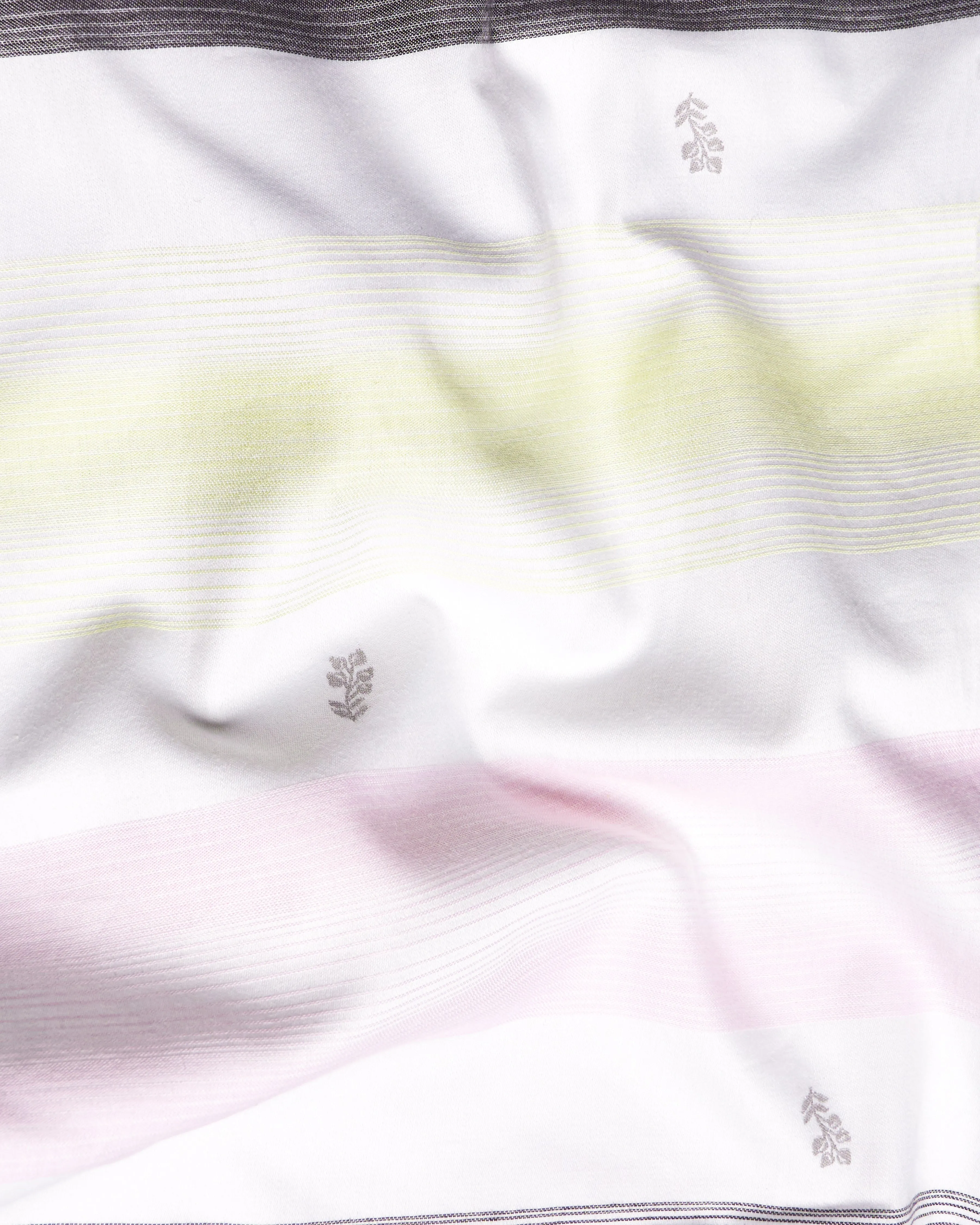 Bright White and Tundora Black with Platinum Pink Jacquard Textured Premium Giza Cotton Shirt sold by French Crown product image thumbnail 2