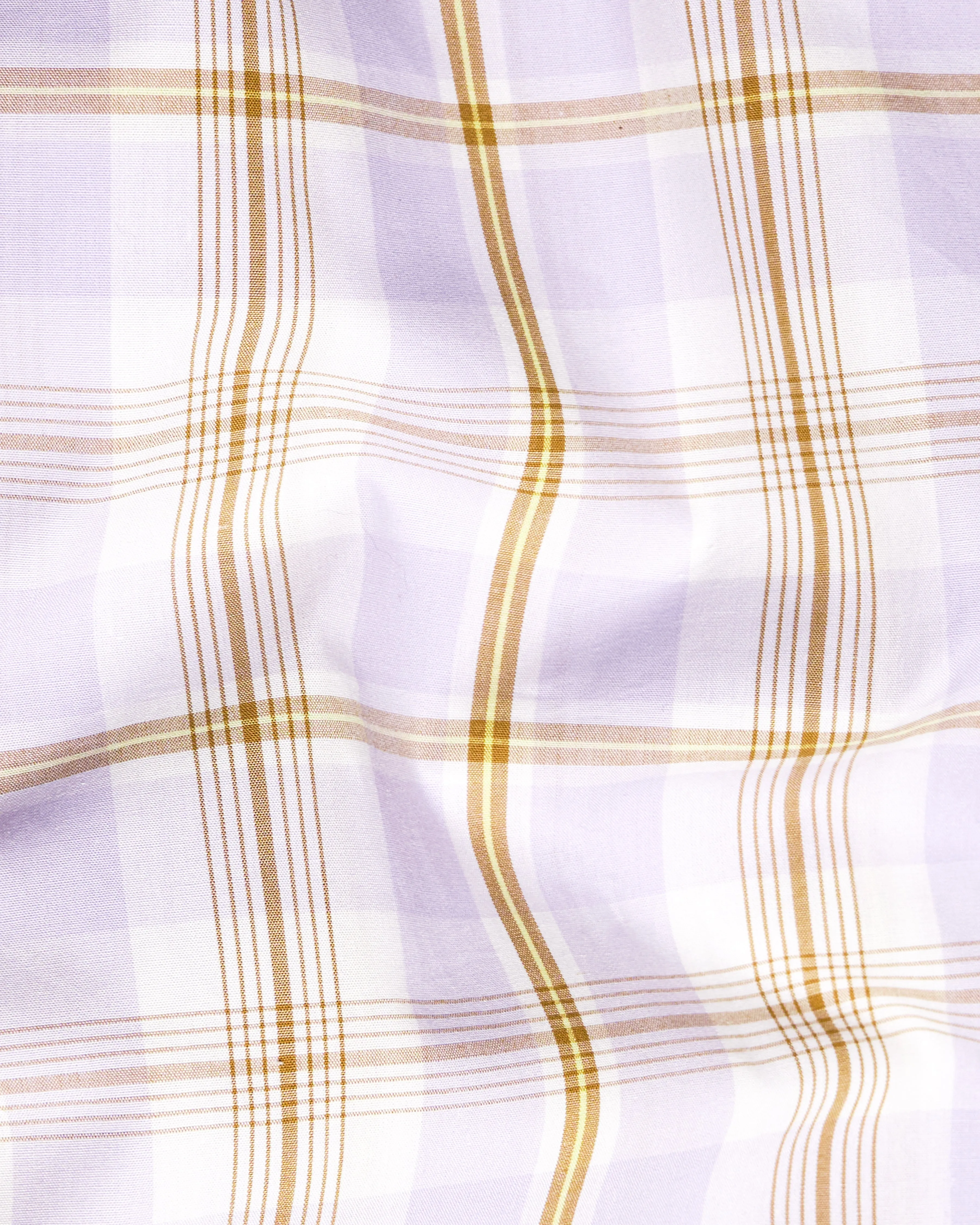 Amour Lavender with Leather Brown Checkered Floral Embroidered Premium Cotton Designer Shirt sold by French Crown product image thumbnail 4