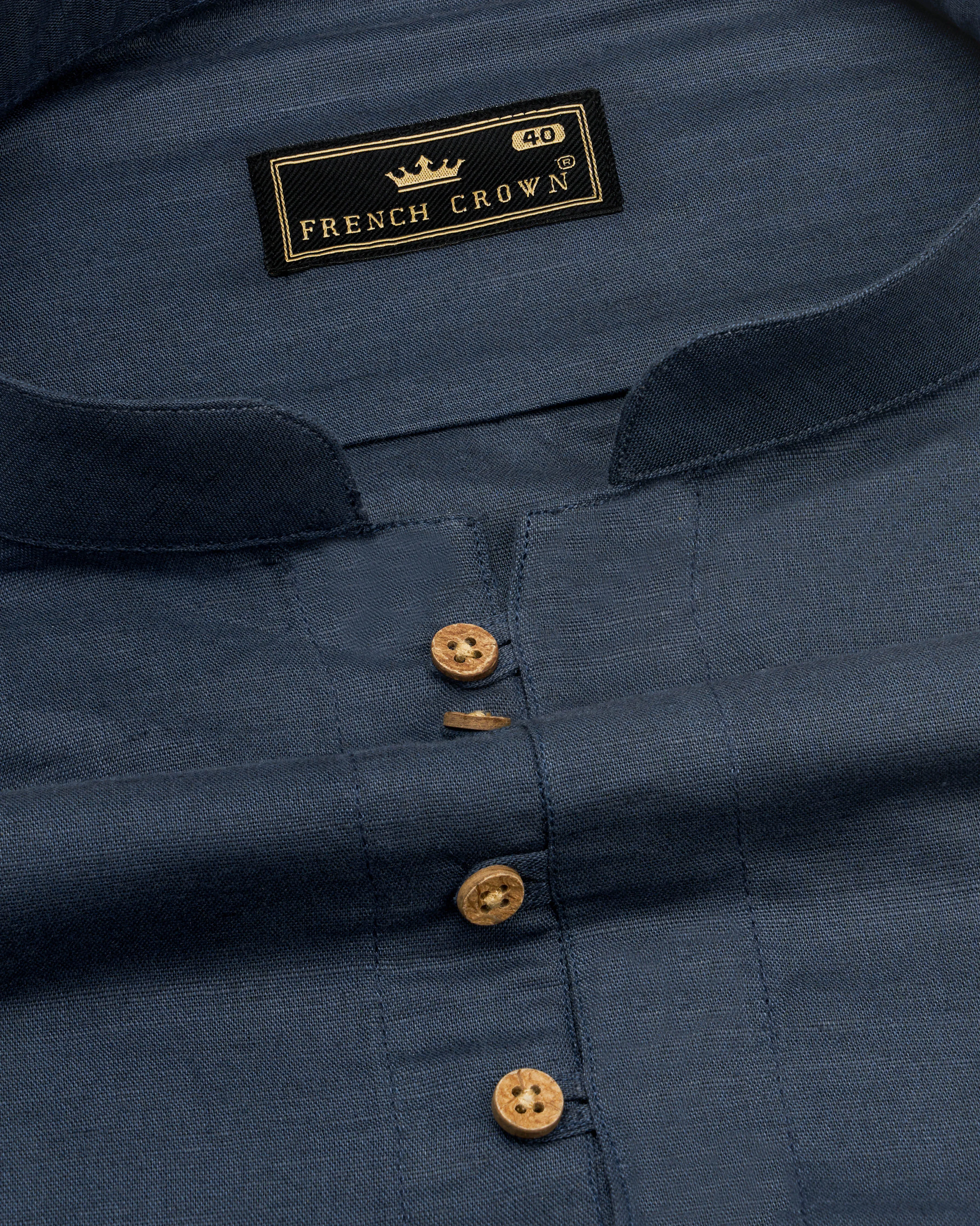 Tuna Blue Luxurious Linen Kurta Shirt sold by French Crown product image thumbnail 4