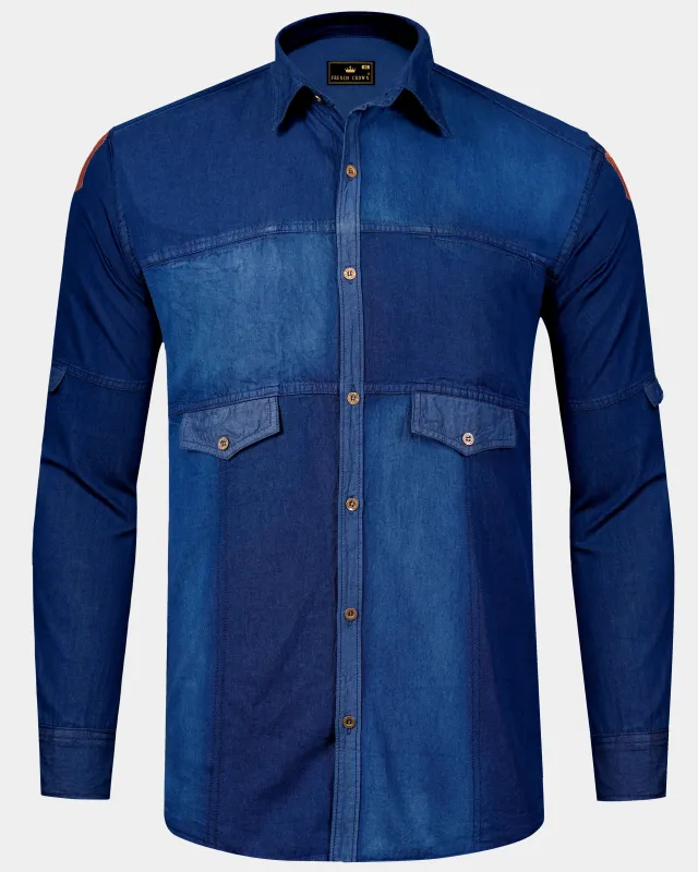 Rhino Blue Lightweight Denim Designer Shirt sold by French Crown