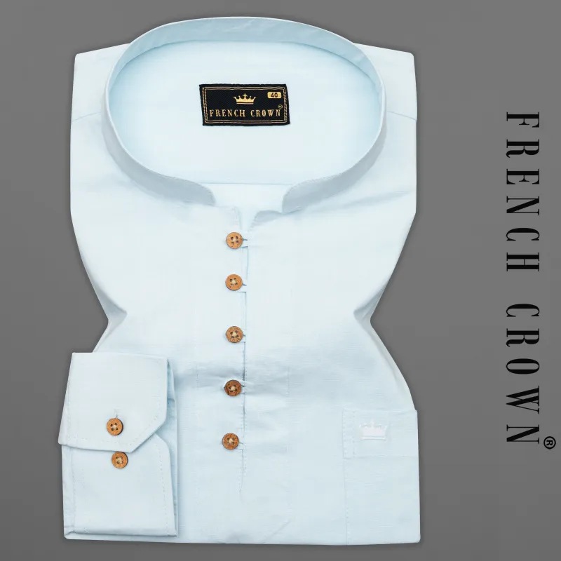 Platinum Sky Blue Royal Oxford Kurta Shirt sold by French Crown