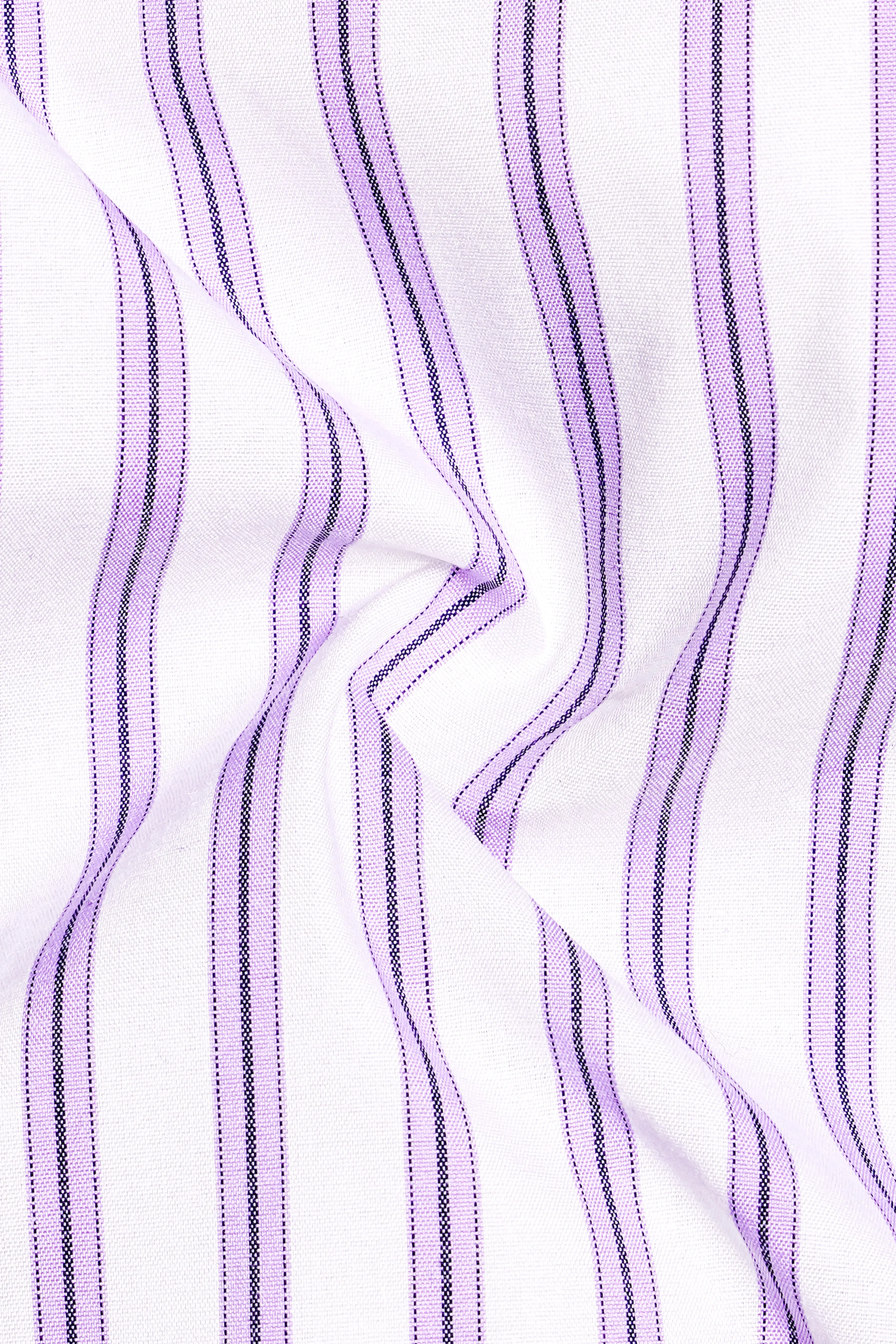 Pale Lilac Light Purple White Striped Premium Cotton Kurta Shirt sold by French Crown product image thumbnail 3