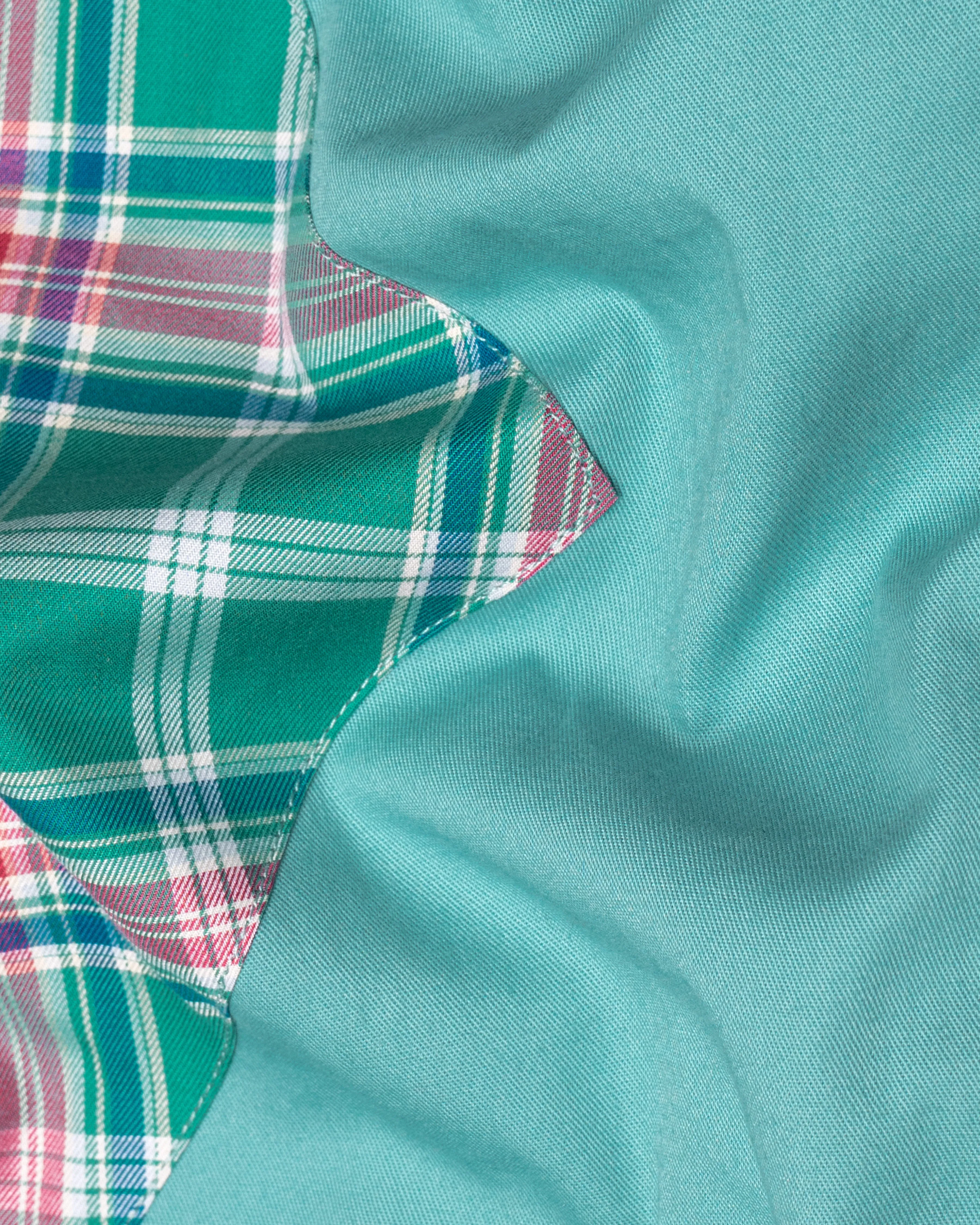 Oxley Green with Multicolour Checkered Royal Oxford Designer Shirt sold by French Crown product image thumbnail 3