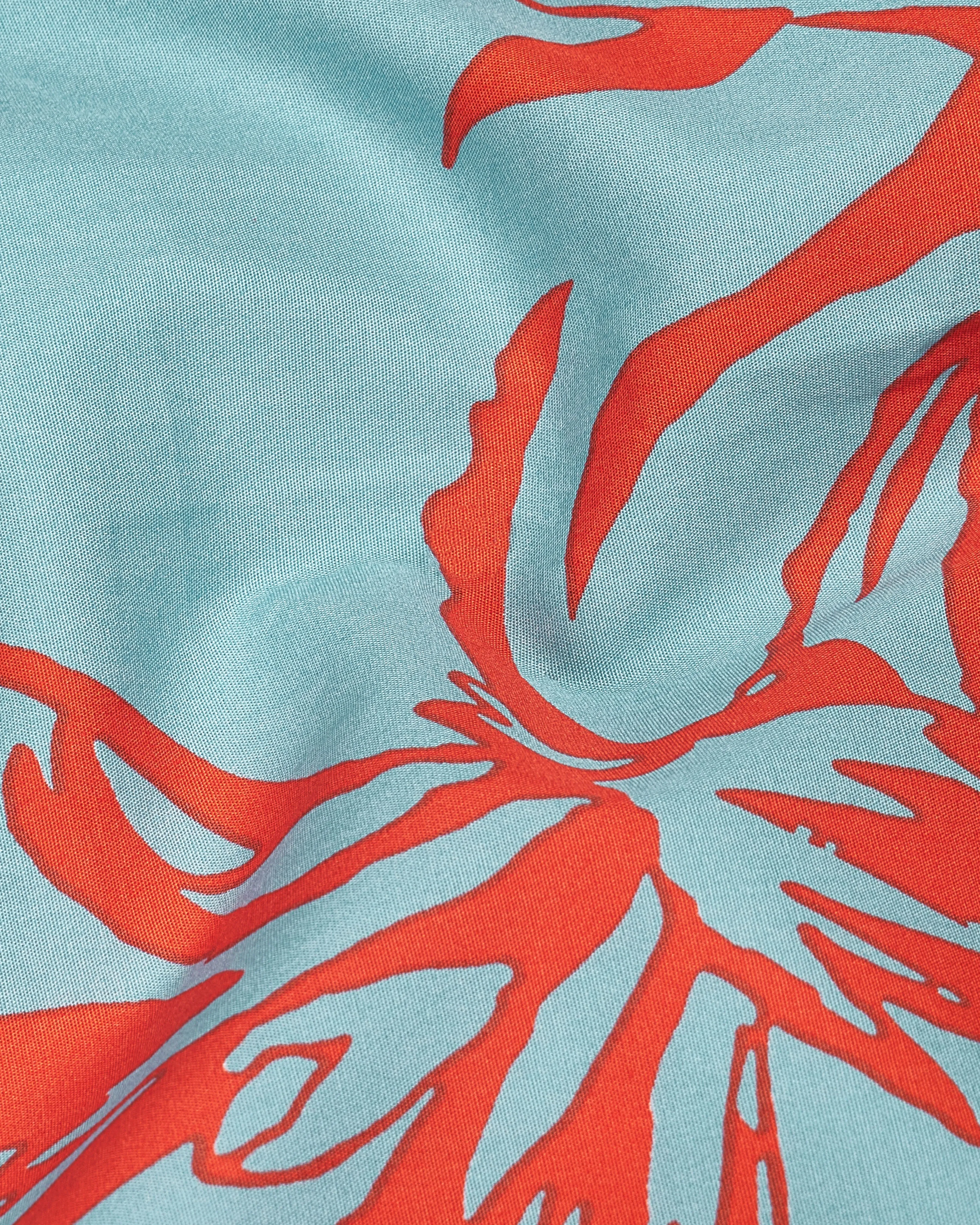 Opal Light Blue with Faded Red Printed Premium Cotton Shirt sold by French Crown product image thumbnail 2