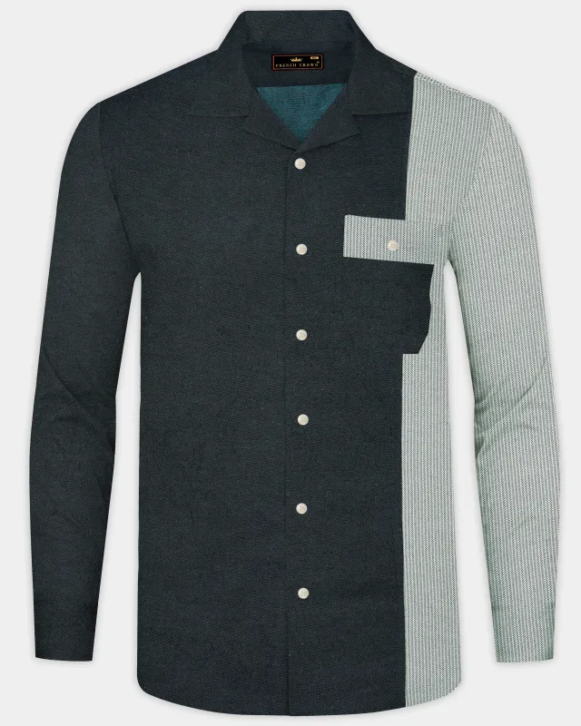 Gunmetal with Edgewater Green Twill Premium Cotton Designer Shirt sold by French Crown