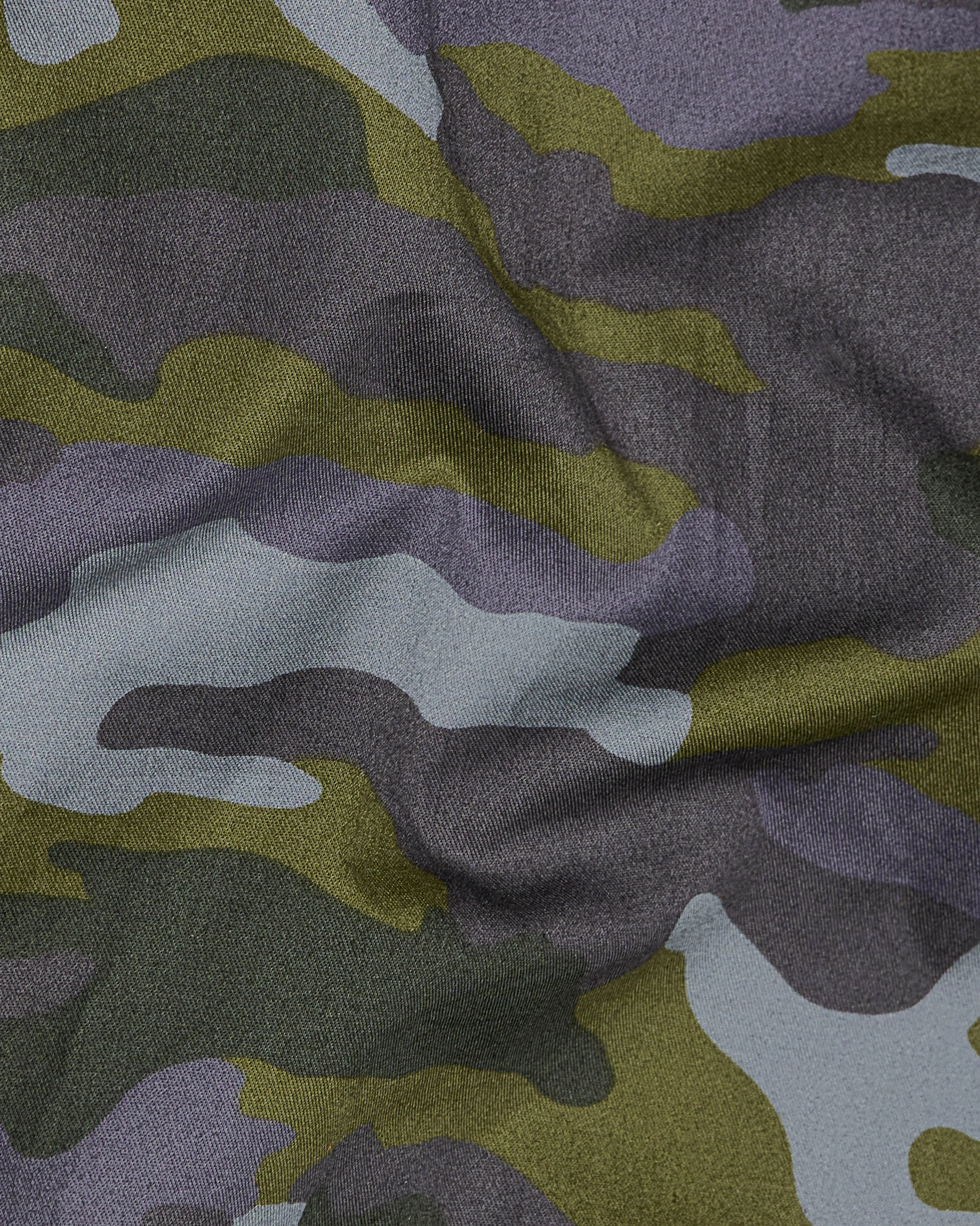 Gravel Gray with Hemlock Green Camouflage Printed Royal Oxford Designer Overshirt/Shacket sold by French Crown product image thumbnail 3