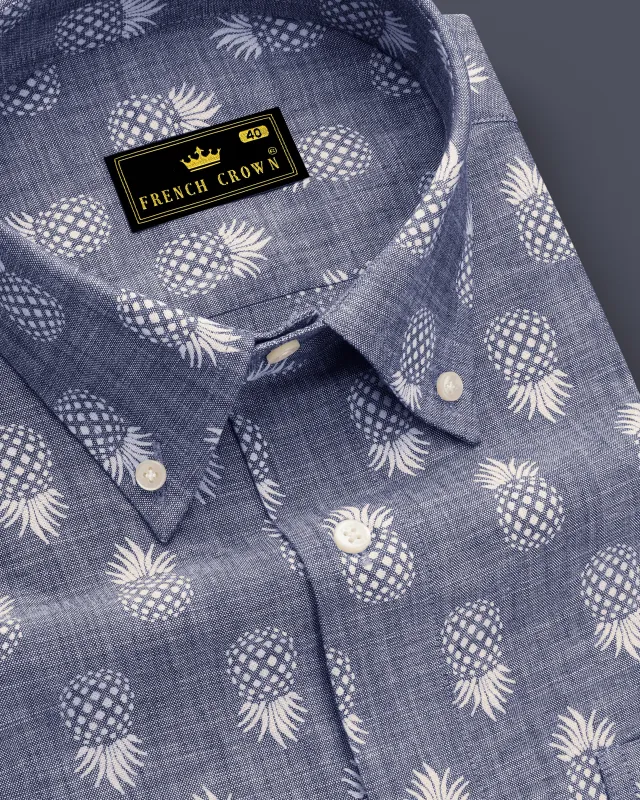 Comet Gray Pineapple Textured Denim Shirt sold by French Crown