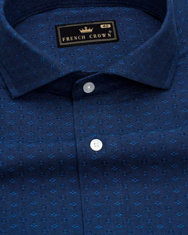 Blue Dobby Textured Premium Giza Cotton Shirt sold by French Crown