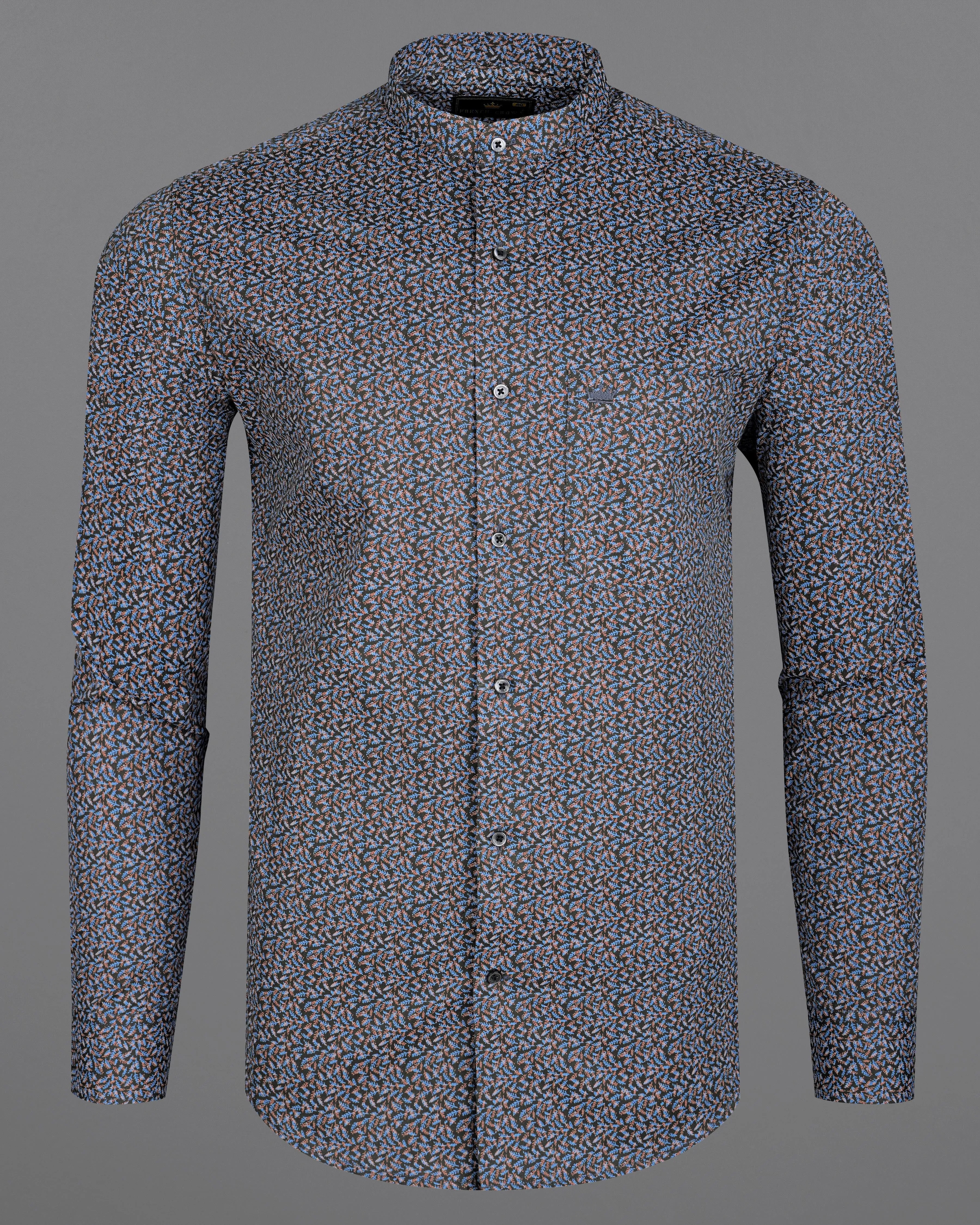 Zeus Black with Waikawa Blue Ditsy Printed Royal Oxford Shirt sold by French Crown product image thumbnail 5